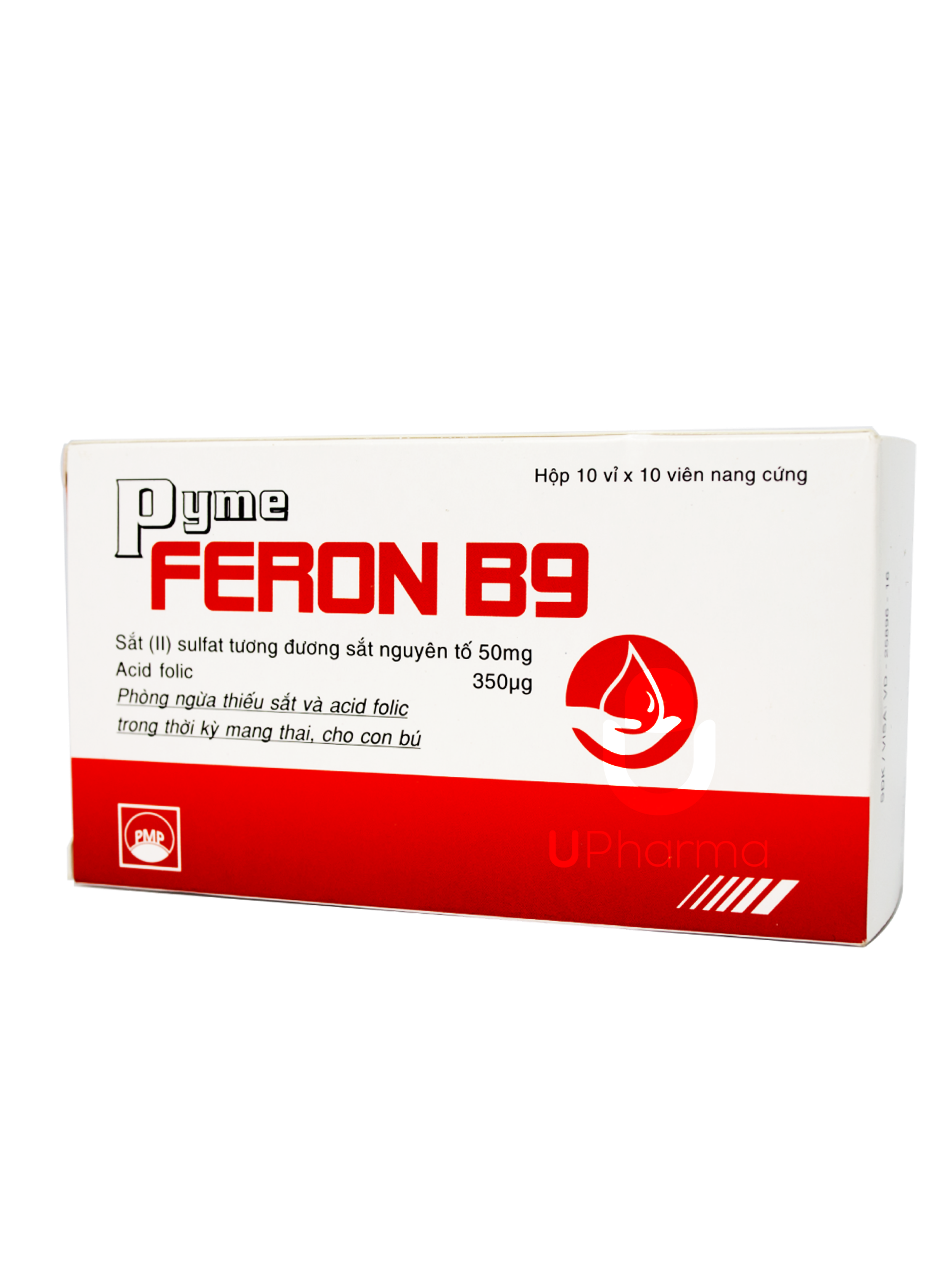 Thuốc Pyme Feron B9 dự phòng thiếu sắt và acid folic (Hộp 10 vỉ x 10 viên)