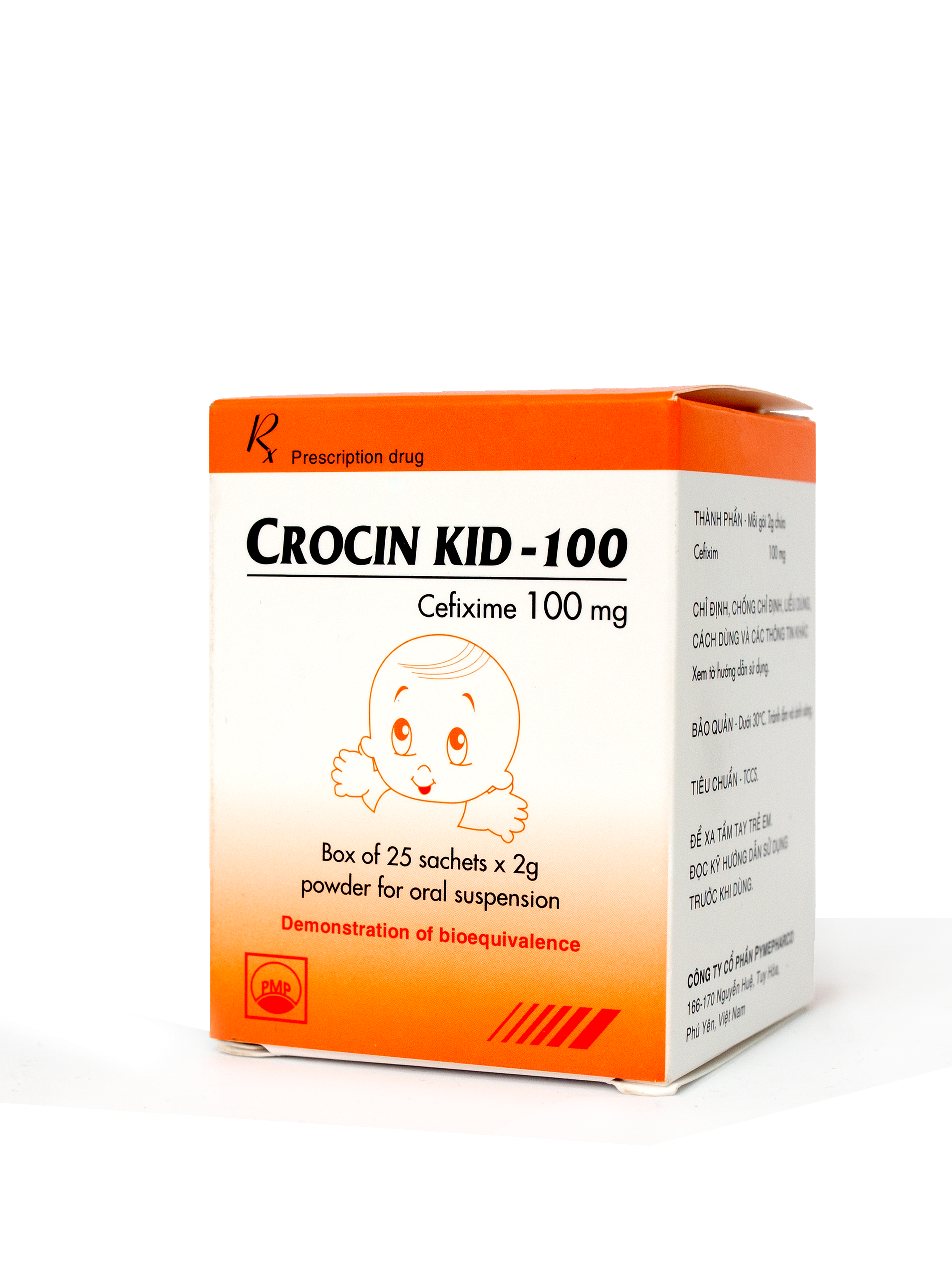 Thuốc Crocin Kid 100mg điều trị nhiễm khuẩn do những chủng vi khuẩn nhạy cảm (Hộp 25 gói)