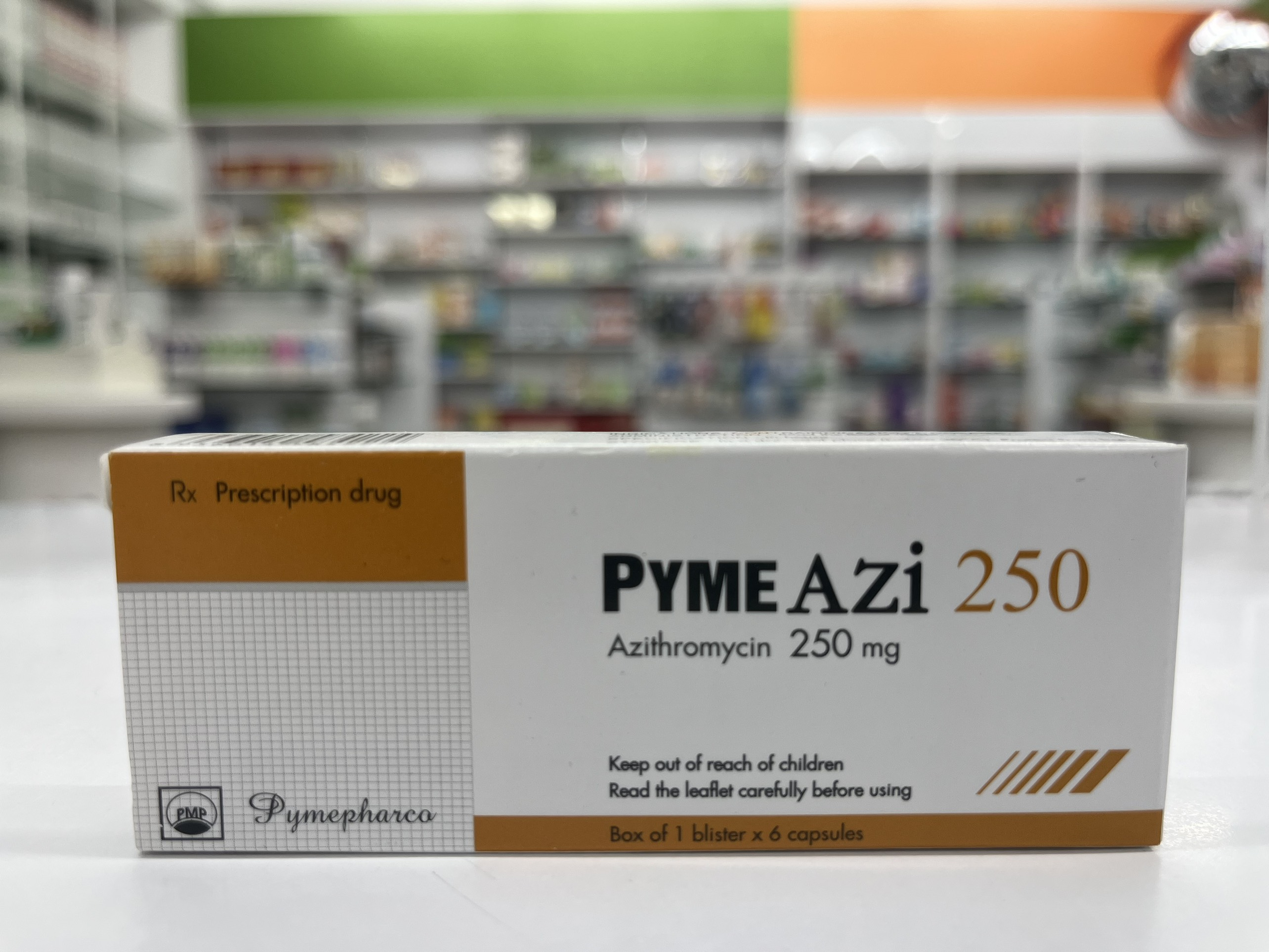 Thuốc Pyme Azi 250mg điều trị các bệnh nhiễm trùng mức độ nhẹ đến trung bình do các vi khuẩn nhạy cảm (Hộp 1 vỉ x 6 viên)