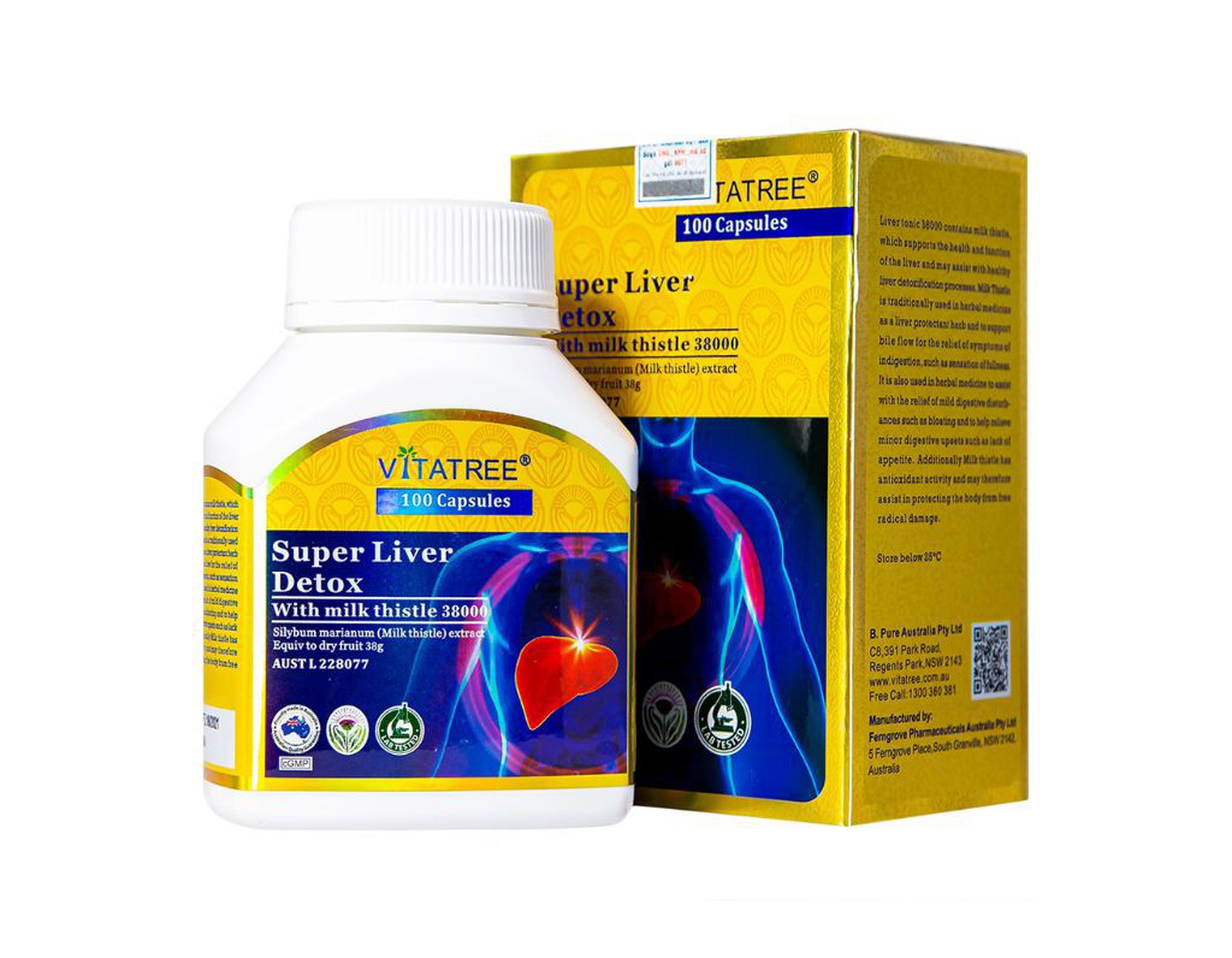 Viên uống Vitatree Super Liver Detox hỗ trợ góp phần giải độc gan (Hộp 1 lọ 100 viên)