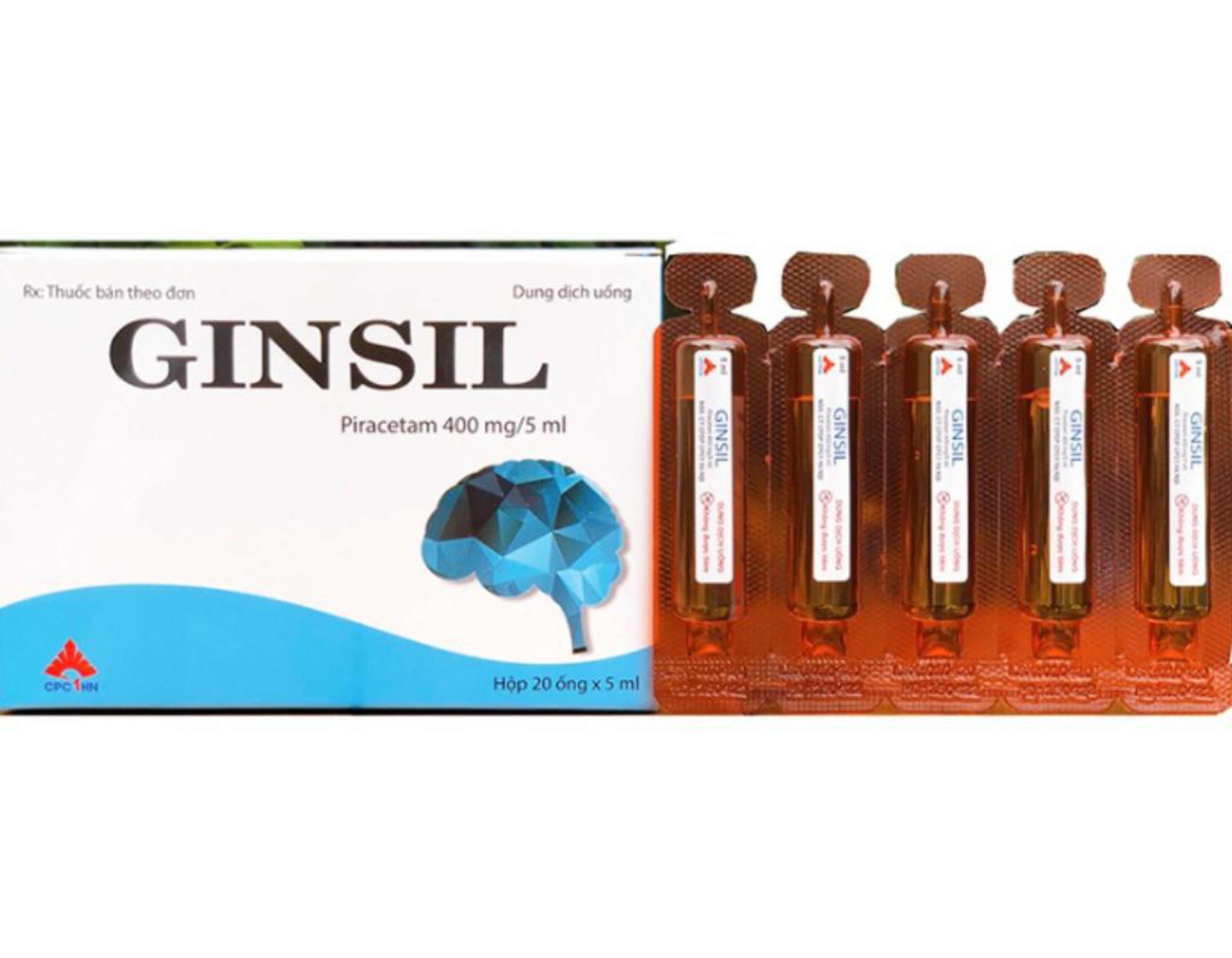 Thuốc Ginsil điều trị chóng mặt (Hộp 4 vỉ x 5 ống x 5ml)