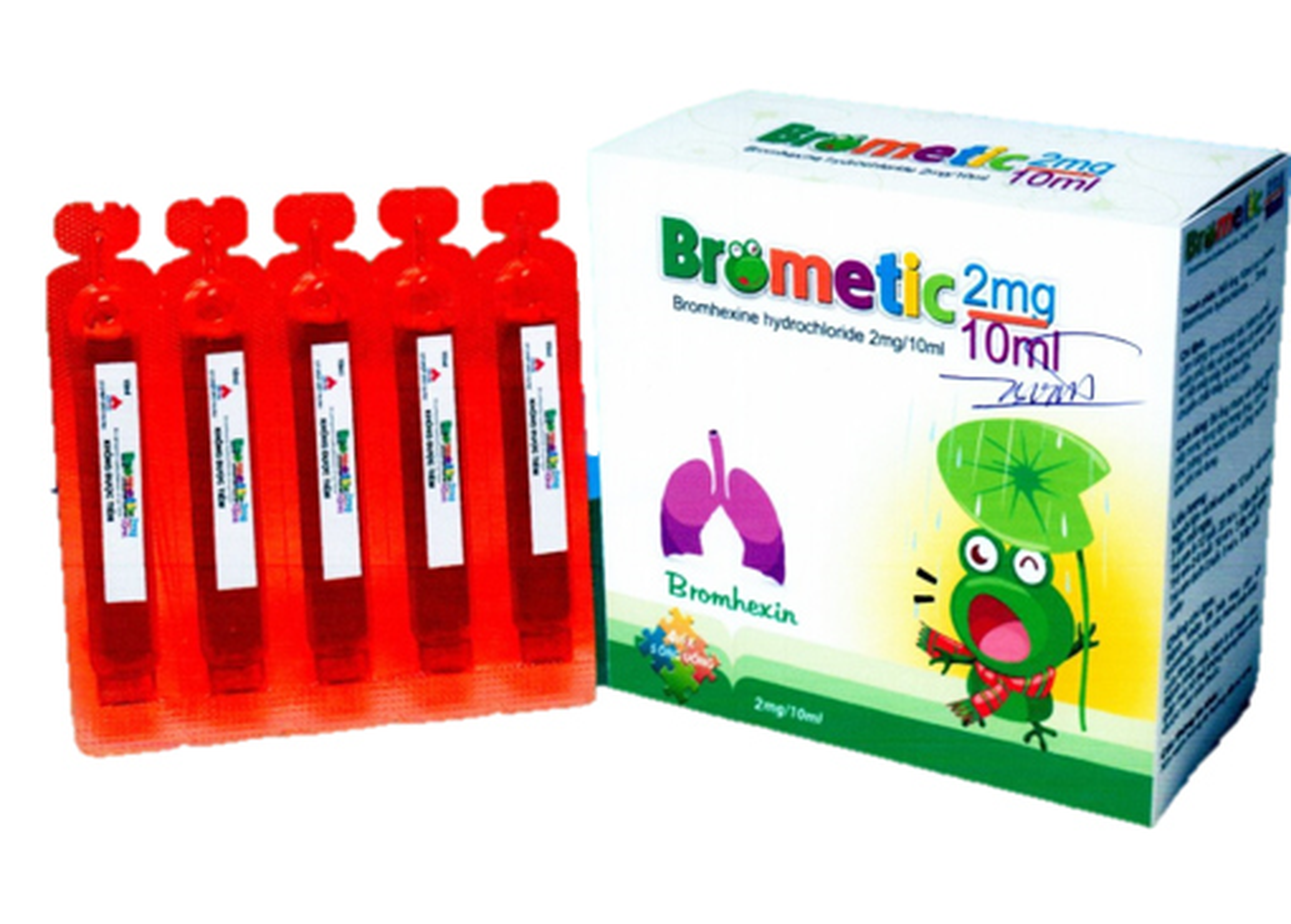 Thuốc Brometic 2mg/10ml làm loãng đờm trong các bệnh phế quản phổi cấp và mạn tính (Hộp 4 vỉ x 5 ống)