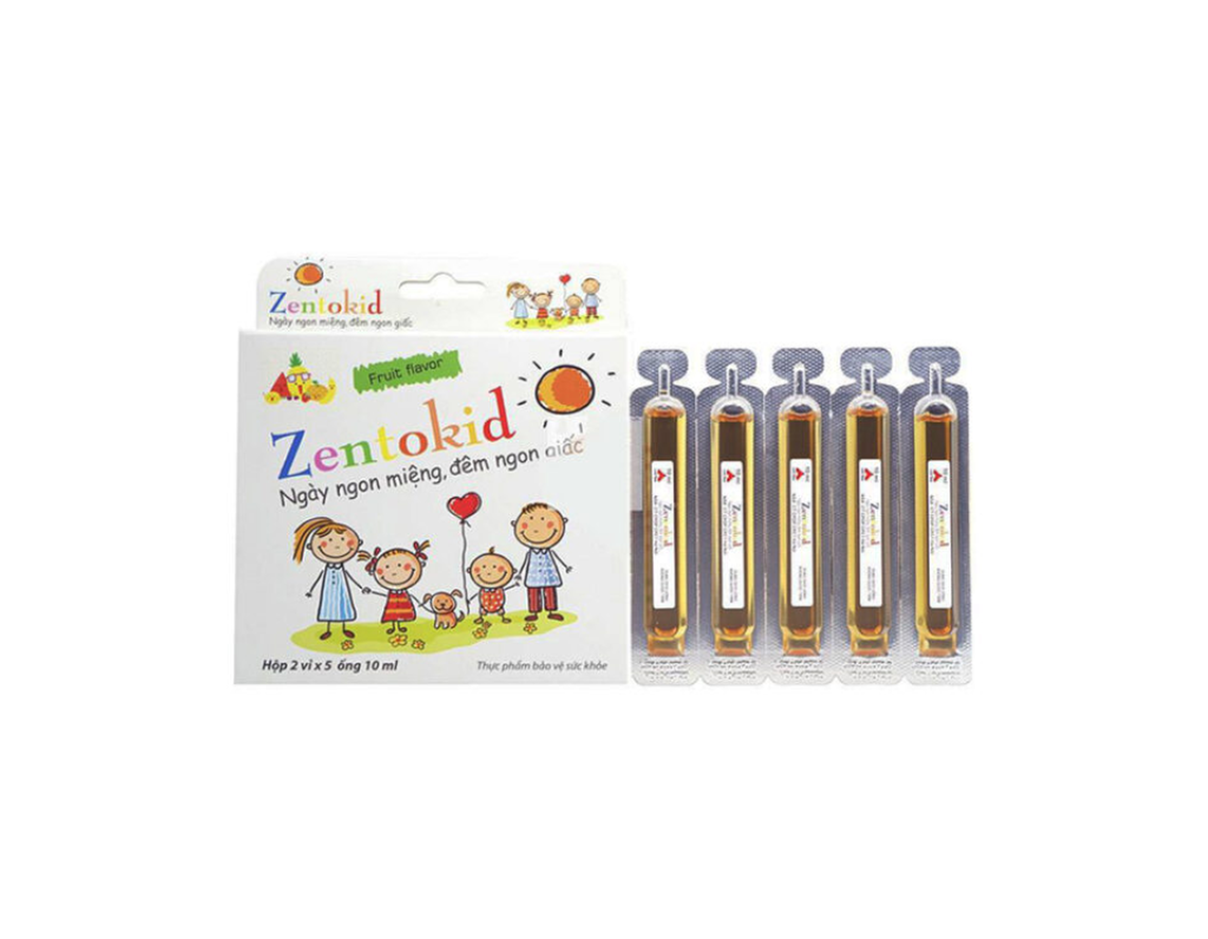 Siro giúp bé ăn ngon Zentokid (Fruit Flavor) hỗ trợ tiêu hóa tốt, tăng cảm giác ngon miệng cho bé (Hộp 2 vỉ x 5 ống)