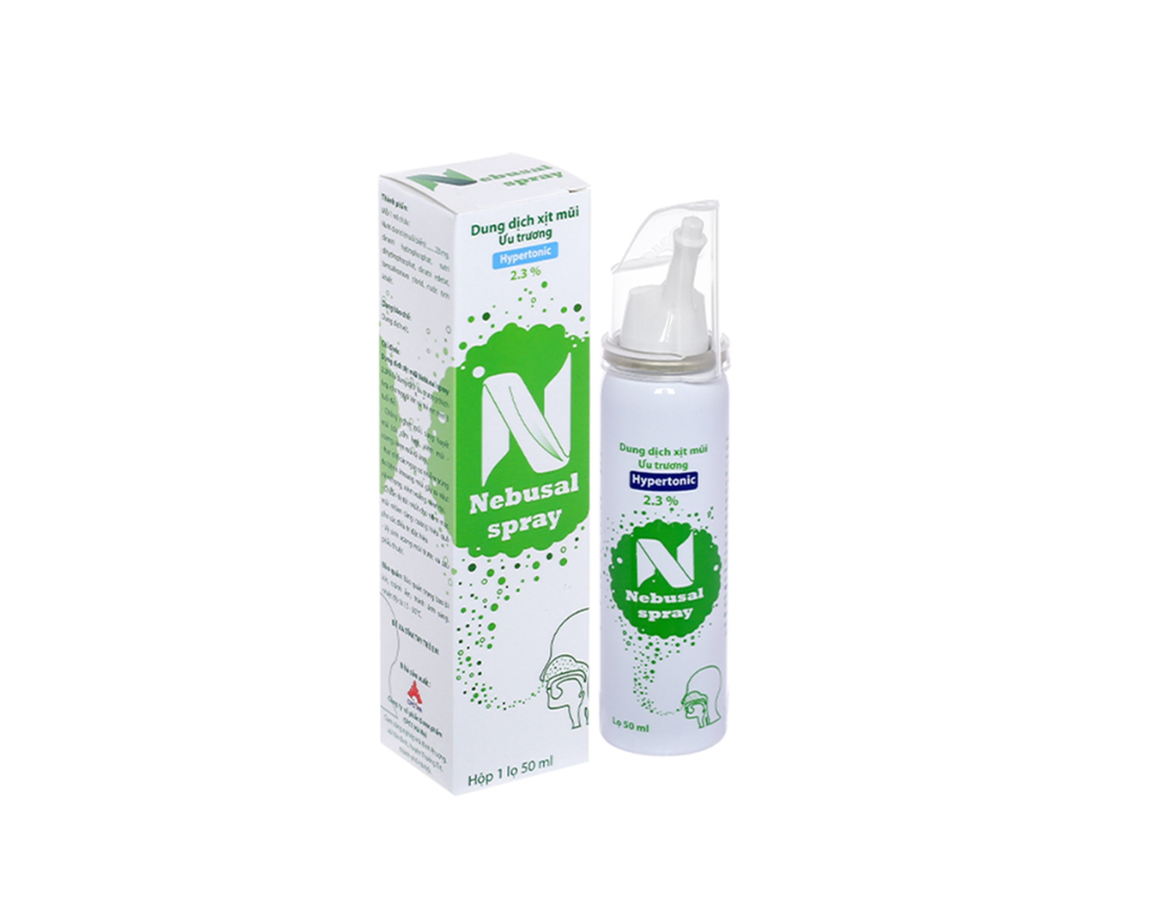 Xịt mũi Nebusal spray 2.3% hỗ trợ điều trị nghẹt mũi cho người lớn và trẻ trên 3 tuổi (Lọ 50ml)