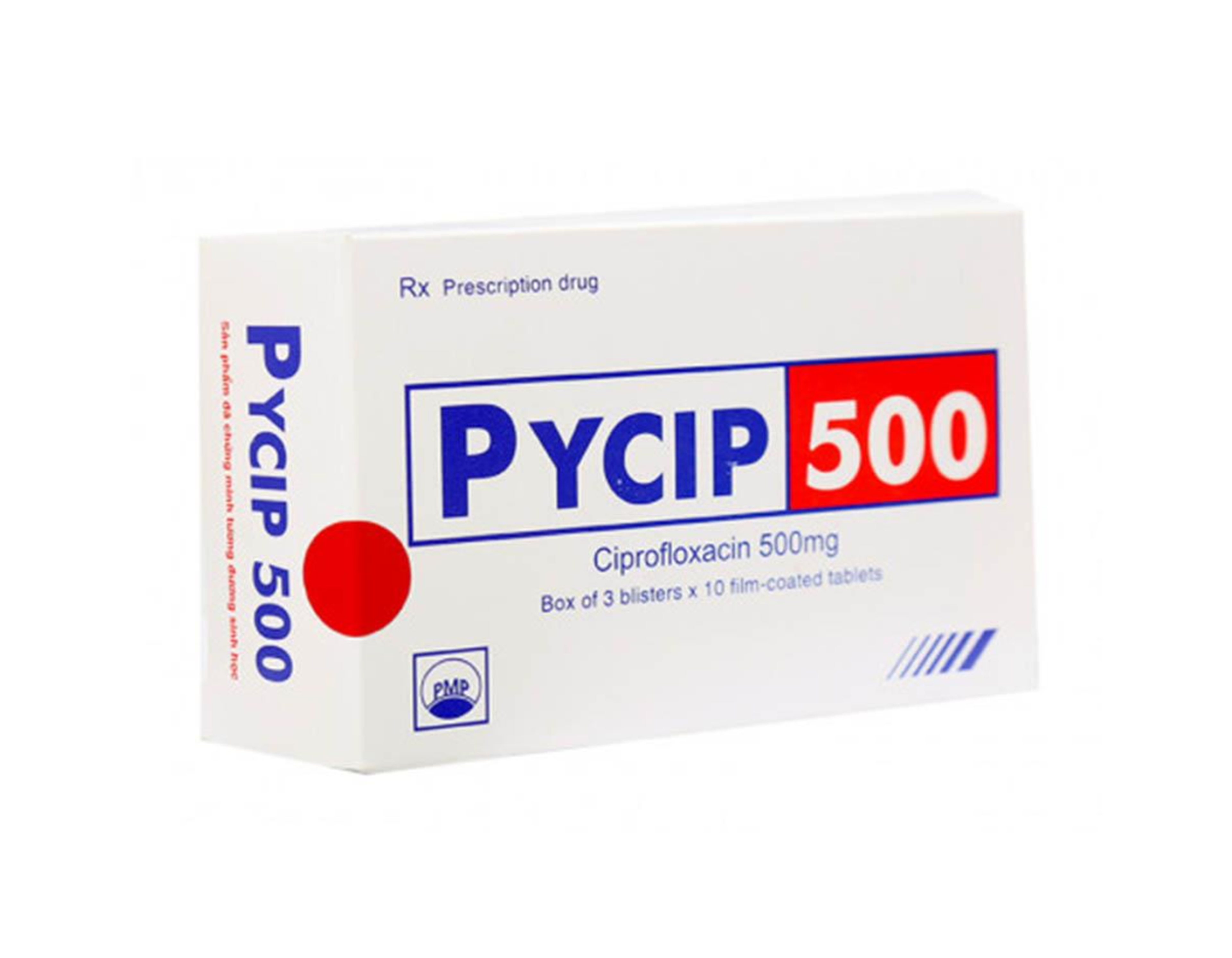 Thuốc Pycip 500 điều trị các nhiễm khuẩn nặng (Hộp 3 vỉ x 10 viên)