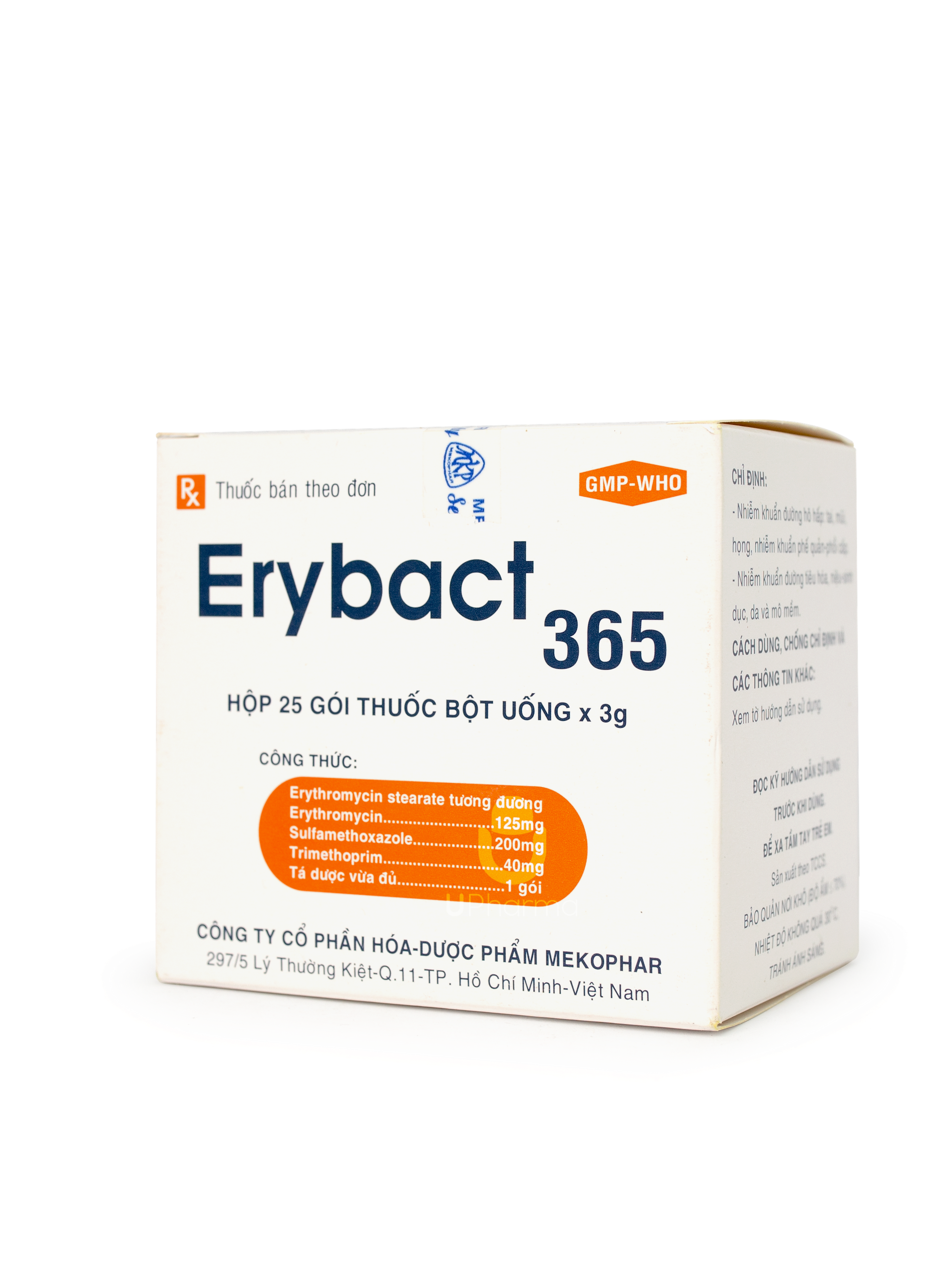 Thuốc Erybact 365 điều trị nhiễm khuẩn đường hô hấp, tiêu hóa, da và mô mềm (Hộp 25 gói)