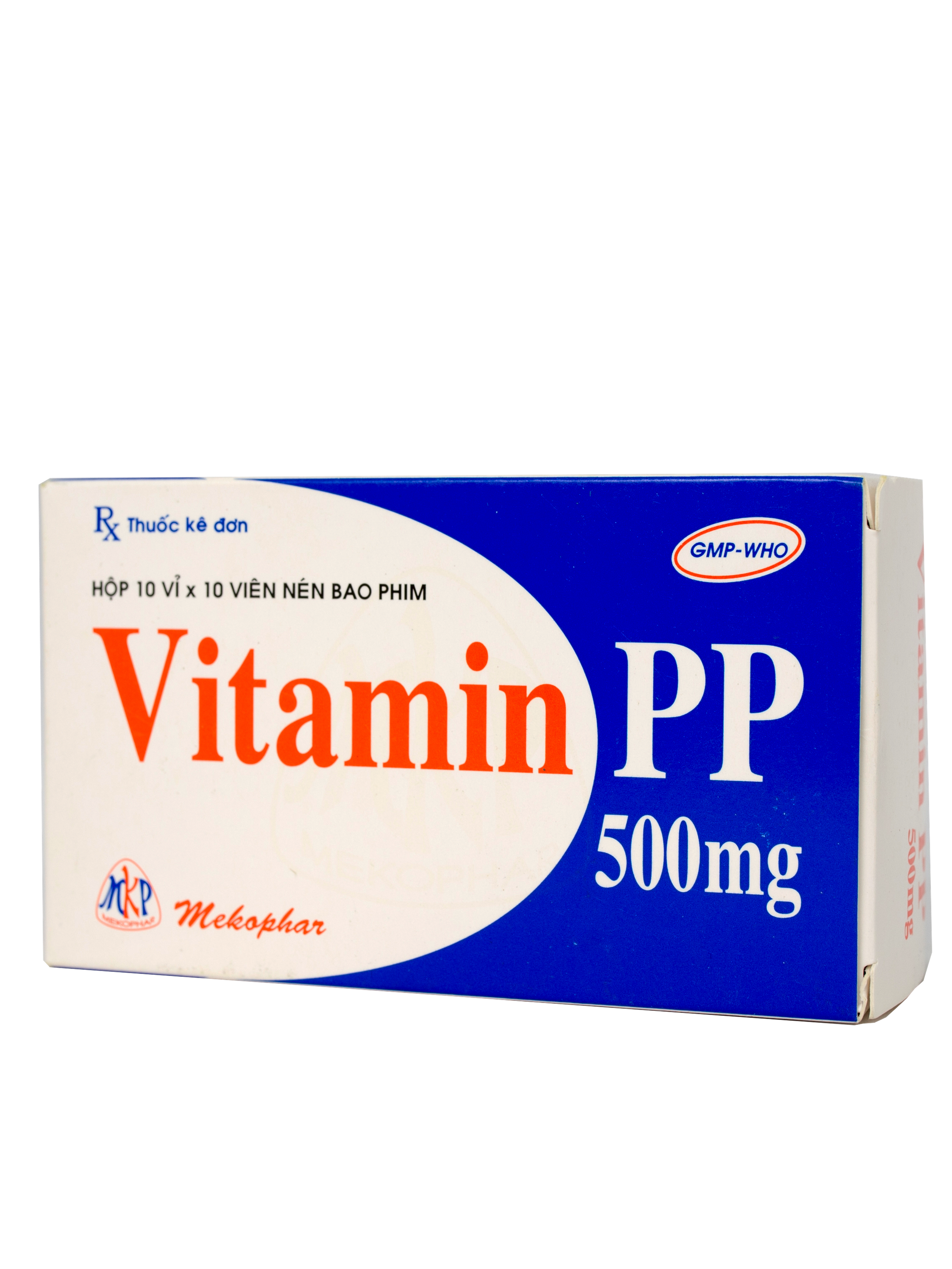 Vitamin PP 500mg điều trị bệnh Pellagra (Hộp 10 vỉ x 10 viên)