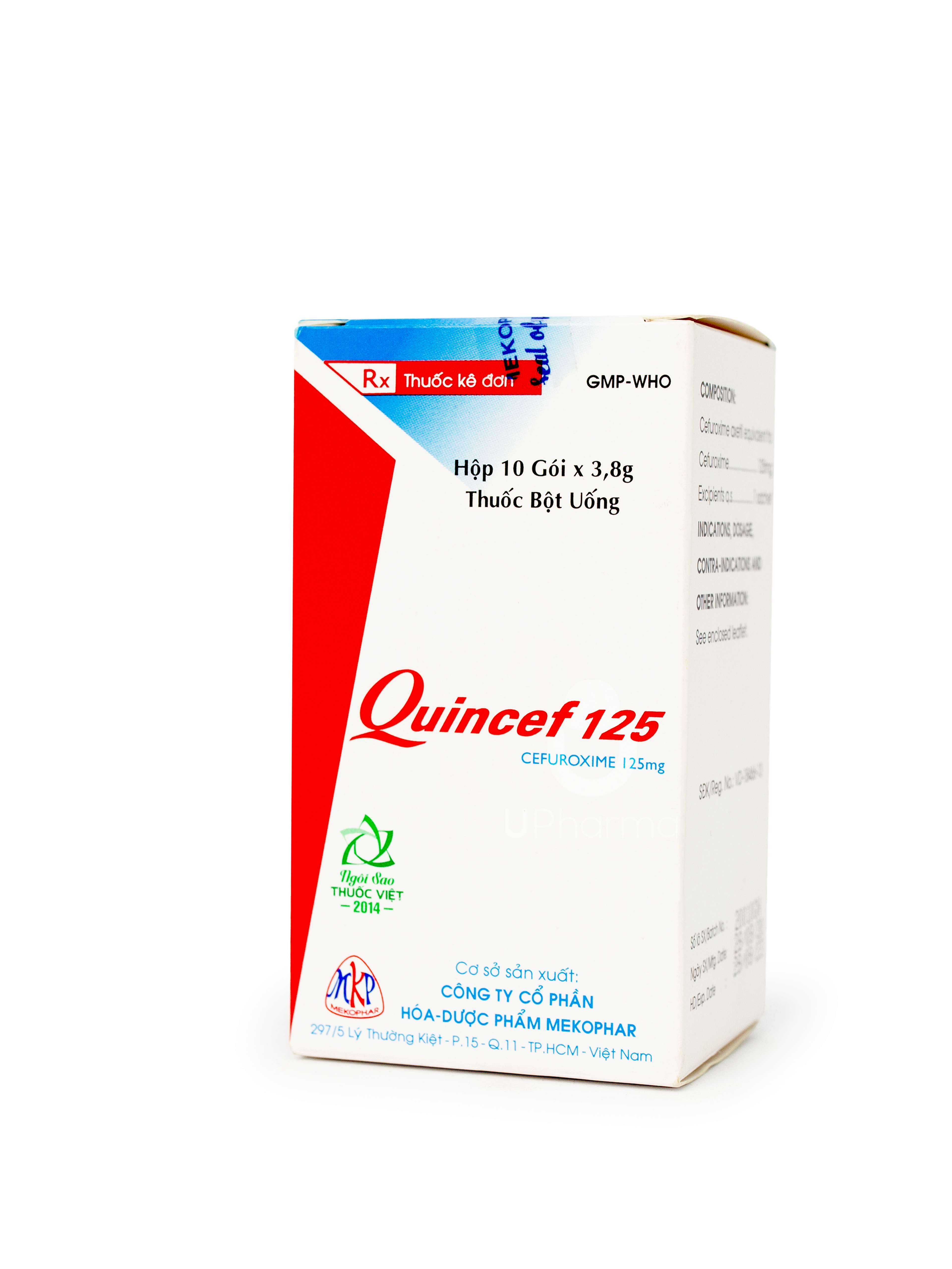 Thuốc bột uống Quincef 125 điều trị nhiễm khuẩn hô hấp, da - mô mềm, tiết niệu - sinh dục (Hộp 10 gói)