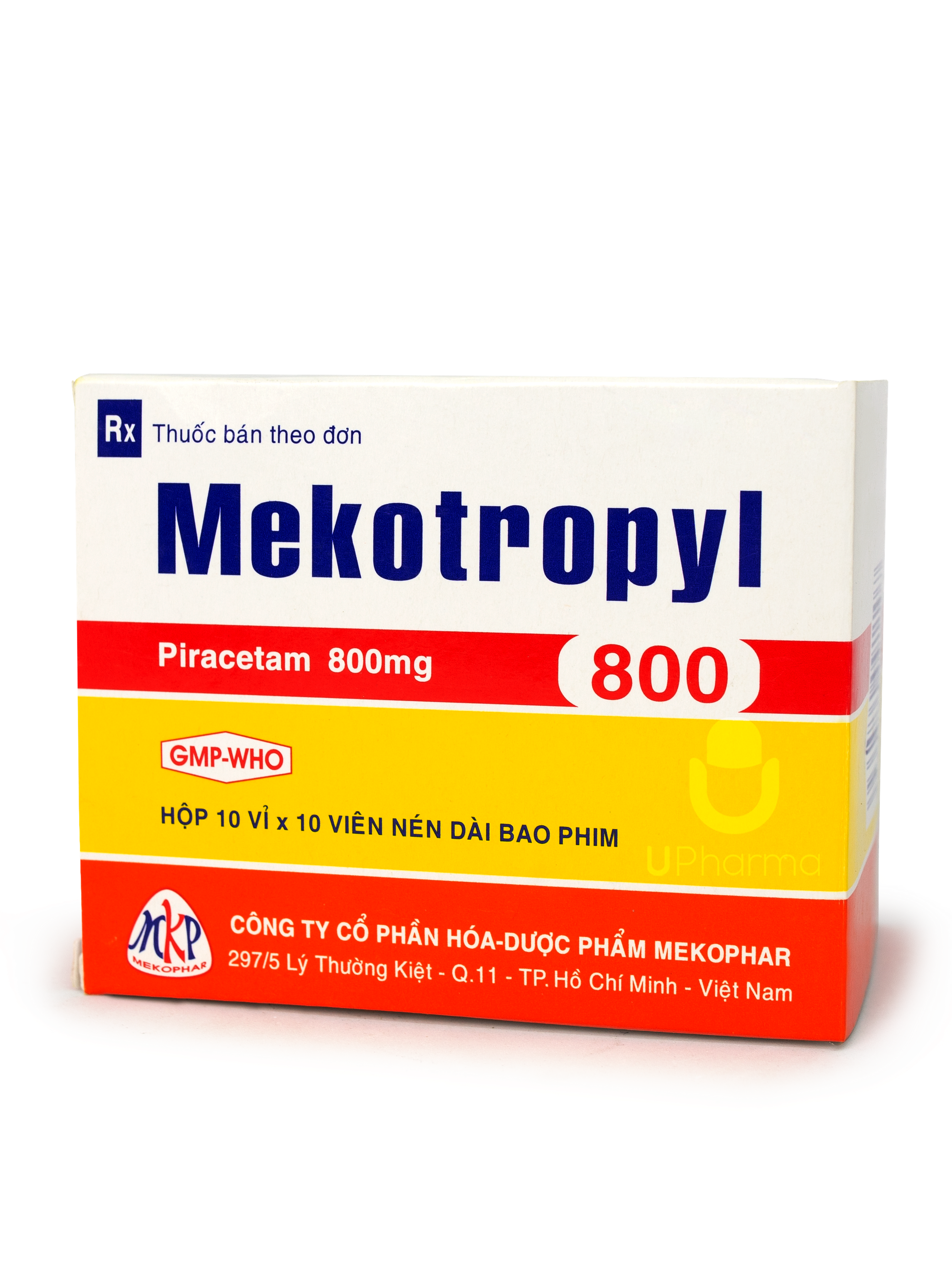 Thuốc Mekotropyl 800 trị chóng mặt, rung giật cơ, giảm trí nhớ (Hộp 10 vỉ x 10 viên)