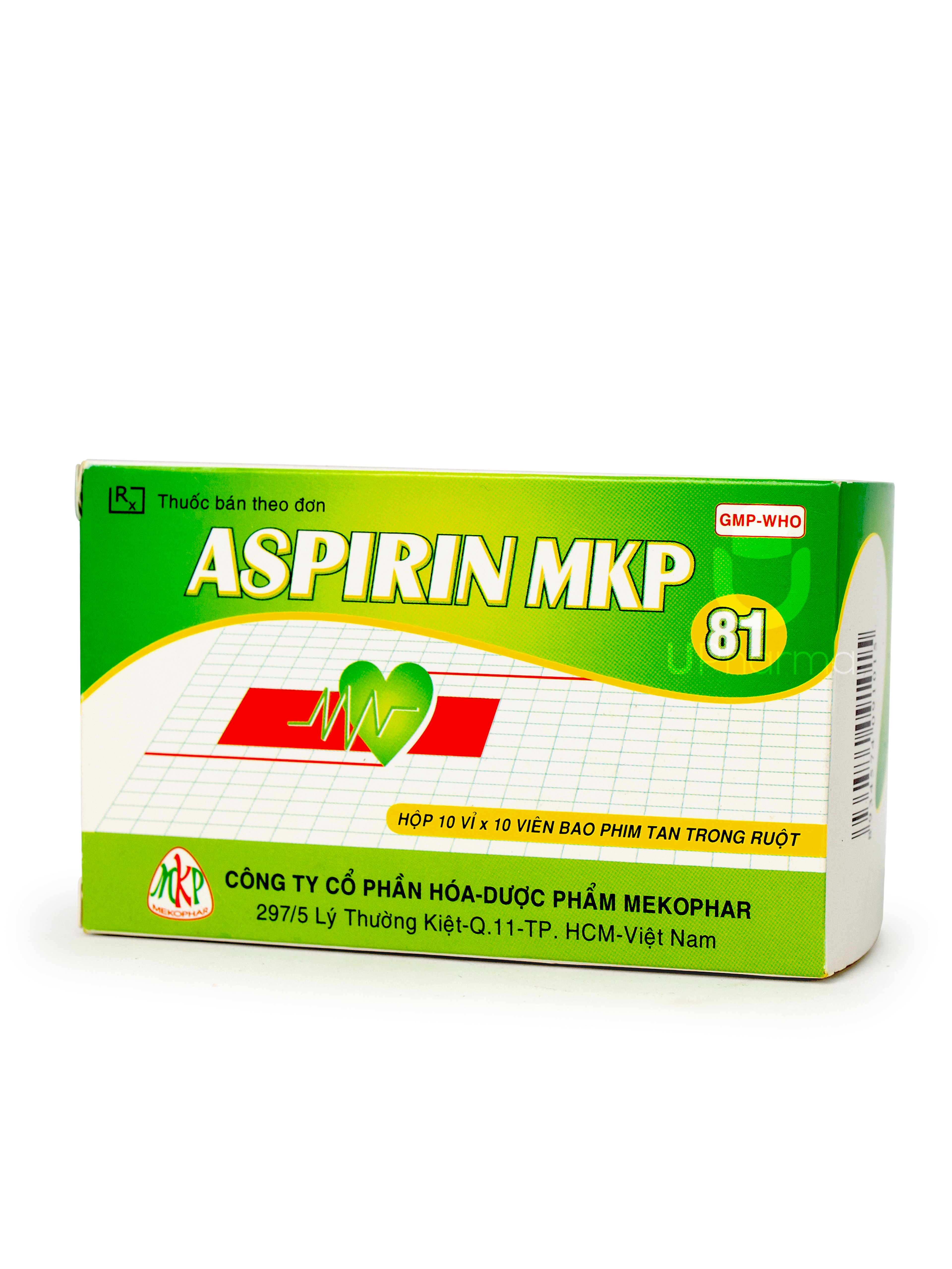 Thuốc Aspirin MKP 81 phòng ngừa nhồi máu cơ tim và đột quỵ (Hộp 10 vỉ x 10 viên)