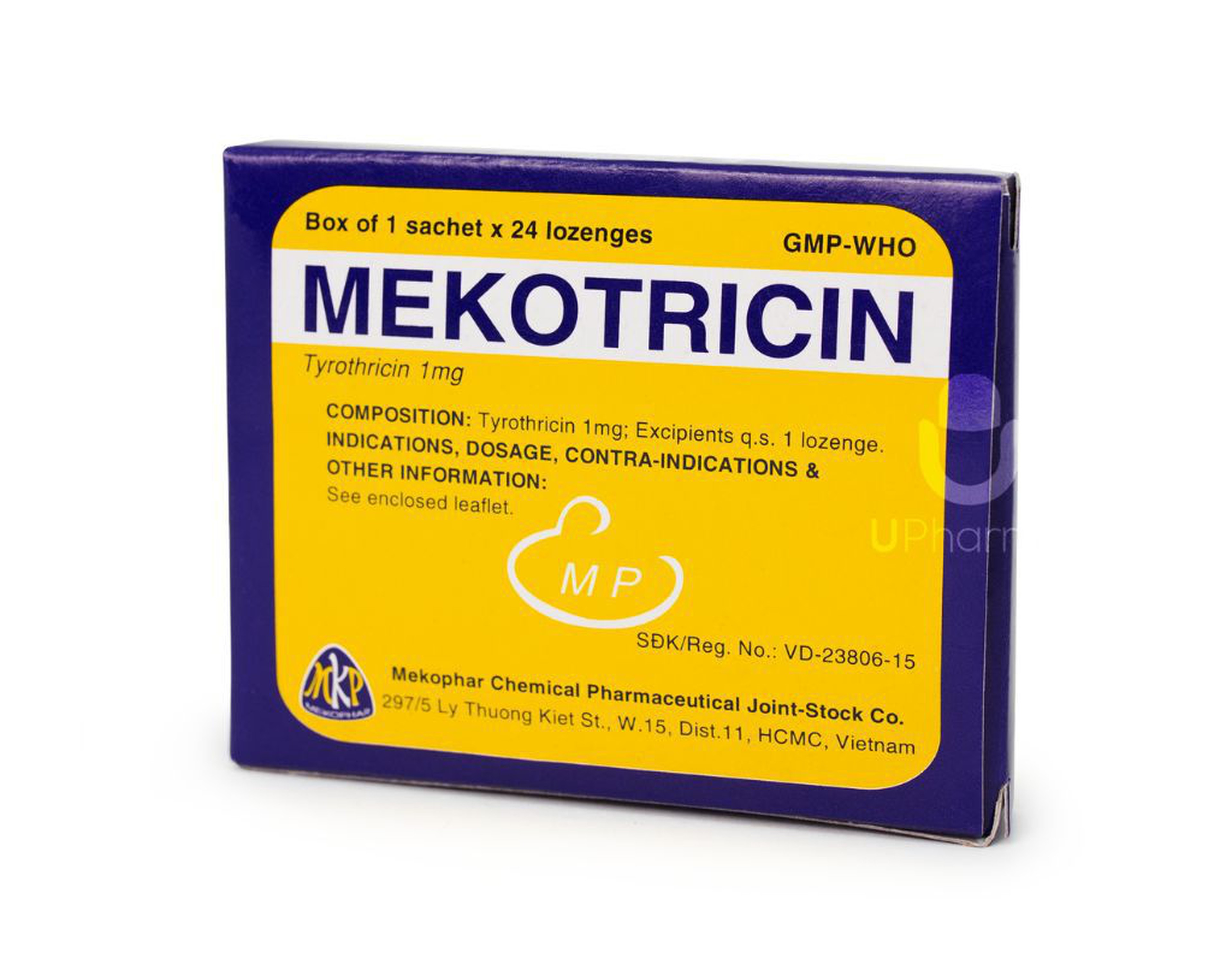 Viên ngậm Mekotricin 1mg giúp điều trị tại chỗ các nhiễm khuẩn niêm mạc vùng miệng, họng (Hộp 24 viên)