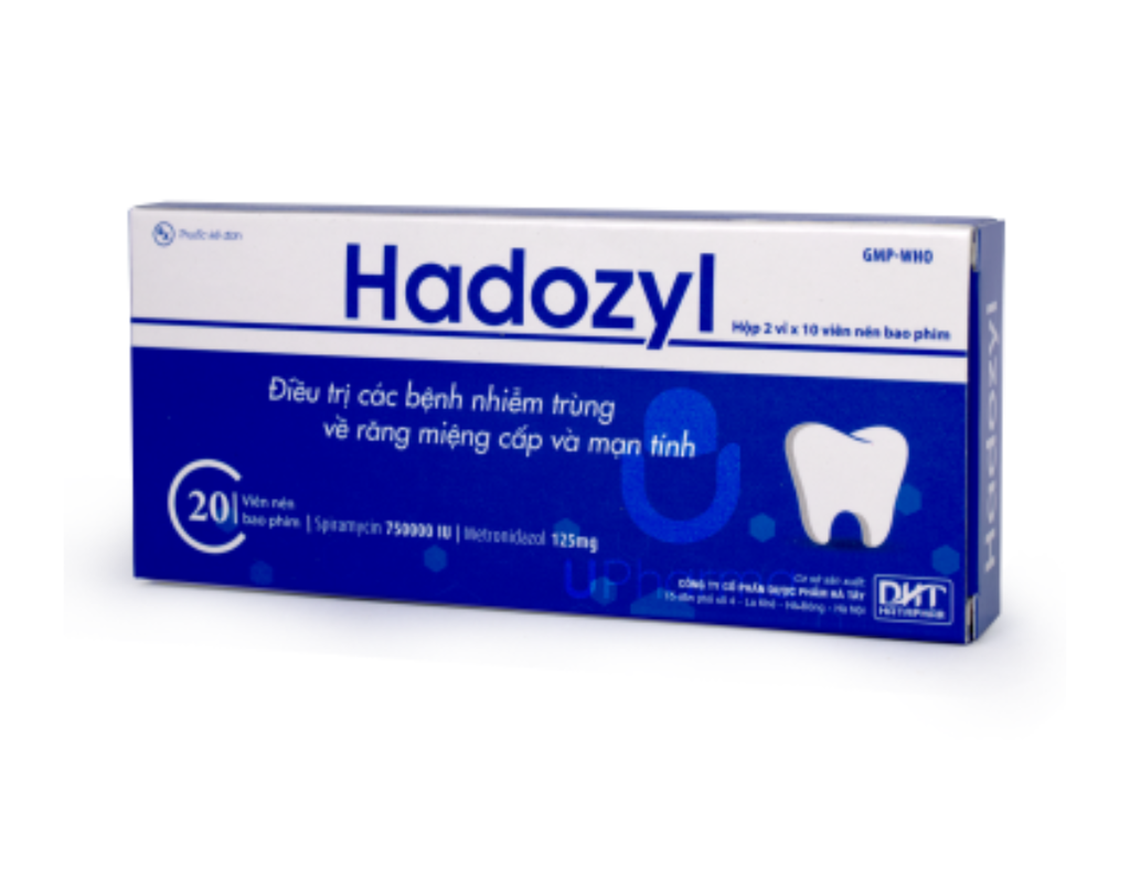 Thuốc Hadozyl 750000IU/125mg trị nhiễm khuẩn răng miệng (Hộp 2 vỉ x10 viên)