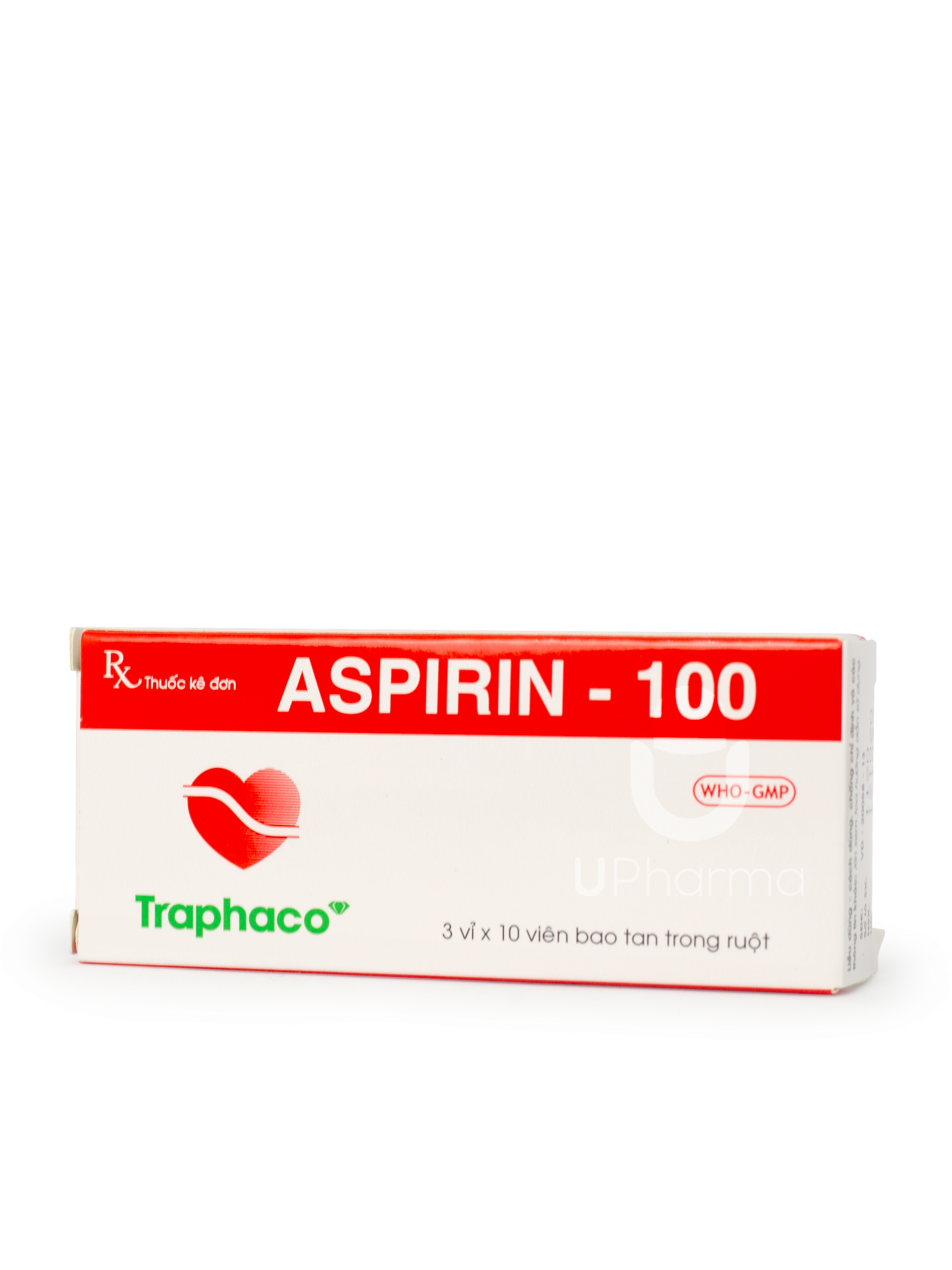 Thuốc Aspirin 100mg Traphaco phòng ngừa huyết khối, nhồi máu cơ tim (Hộp 3 vỉ x 10 viên)