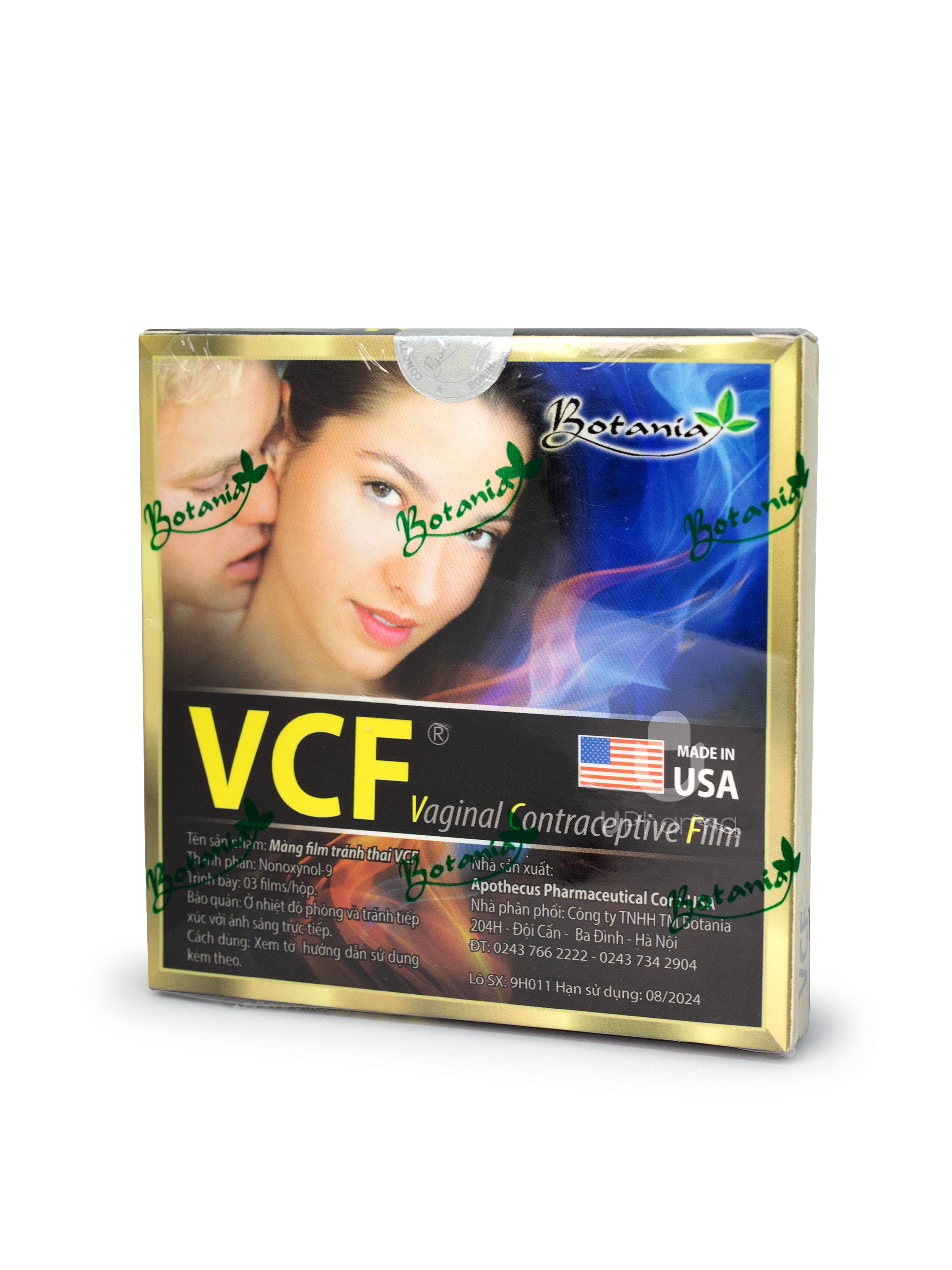Màng phim tránh thai VCF Botania có khả năng diệt tinh trùng mỗi lần giao hợp (Hộp 3 miếng)