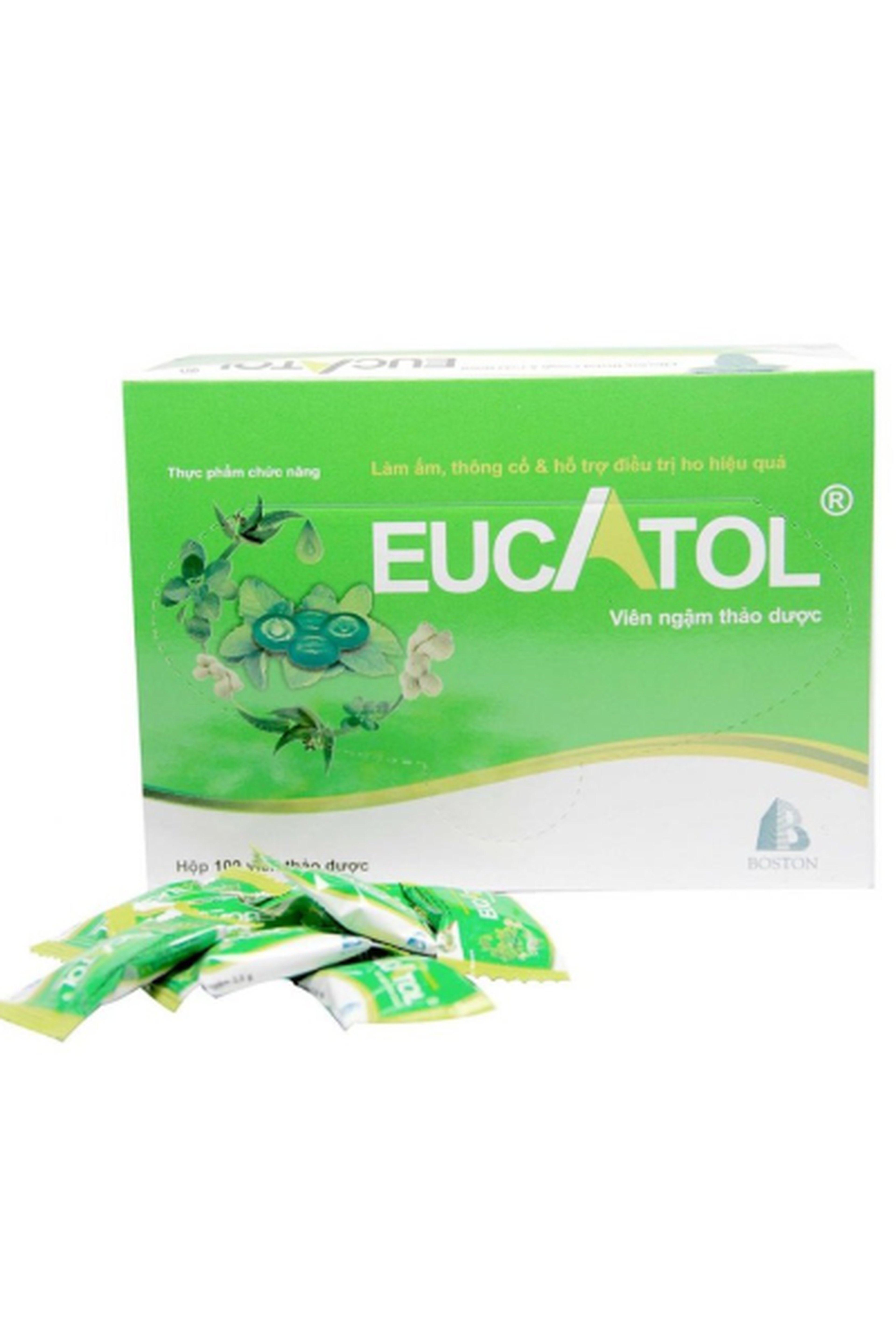 Viên ngậm thảo dược Eucatol giúp giảm ho, đau họng hộp (Hộp 100 viên)