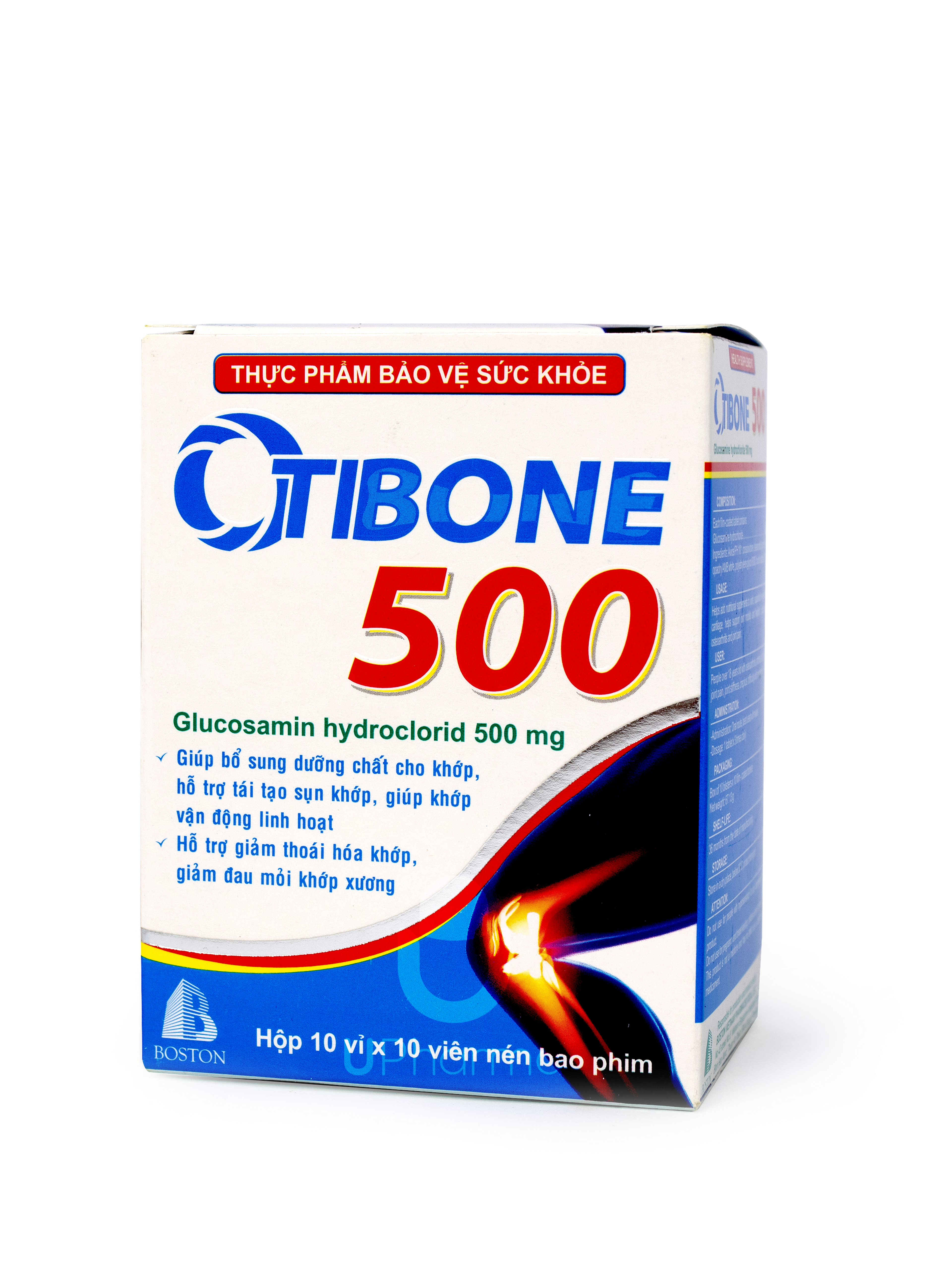 Viên uống Otibone 500 Boston bổ sung dưỡng chất cho khớp, tái tạo sụn khớp (Hộp 100 viên)