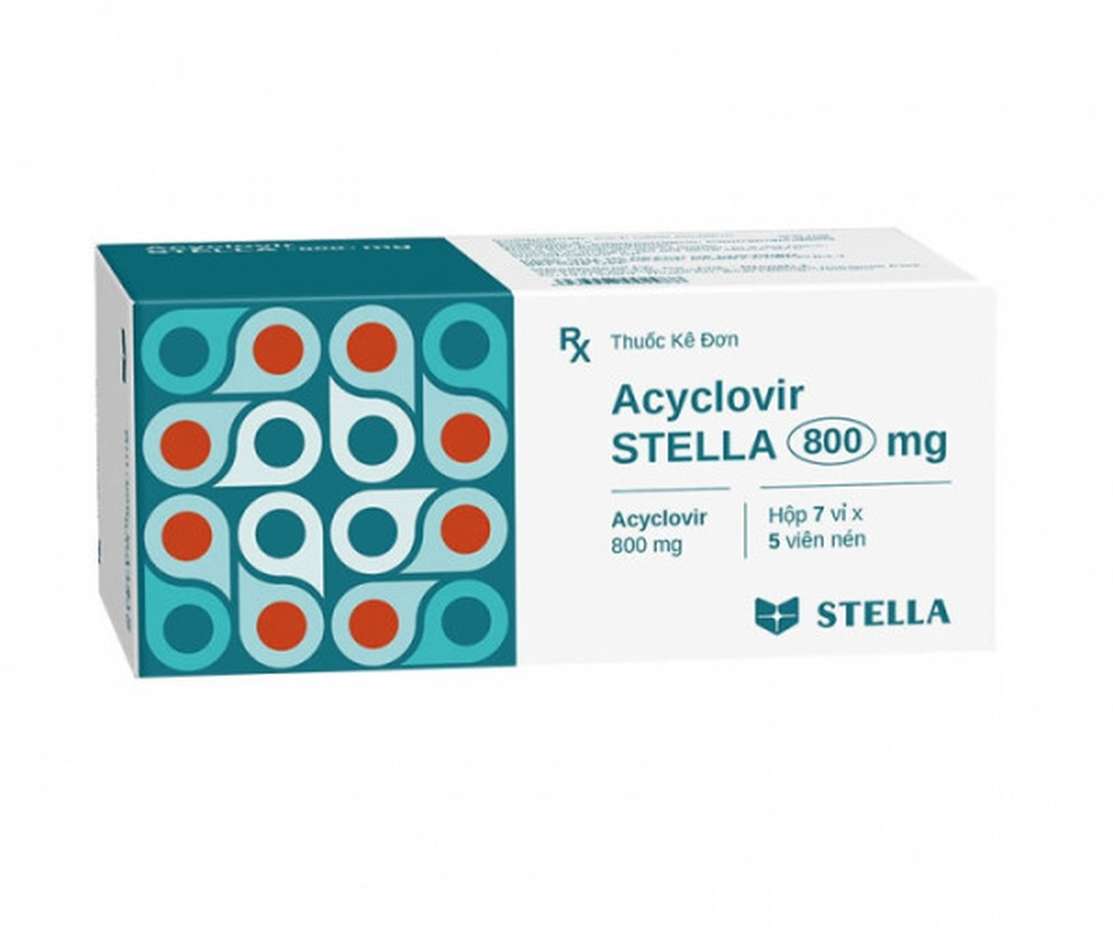 Thuốc Acyclovir STELLA 800mg điều trị và phòng ngừa tái phát nhiễm Herpes simplex, điều trị bệnh thủy đậu và zona (Hộp 7 vỉ x 5 viên)