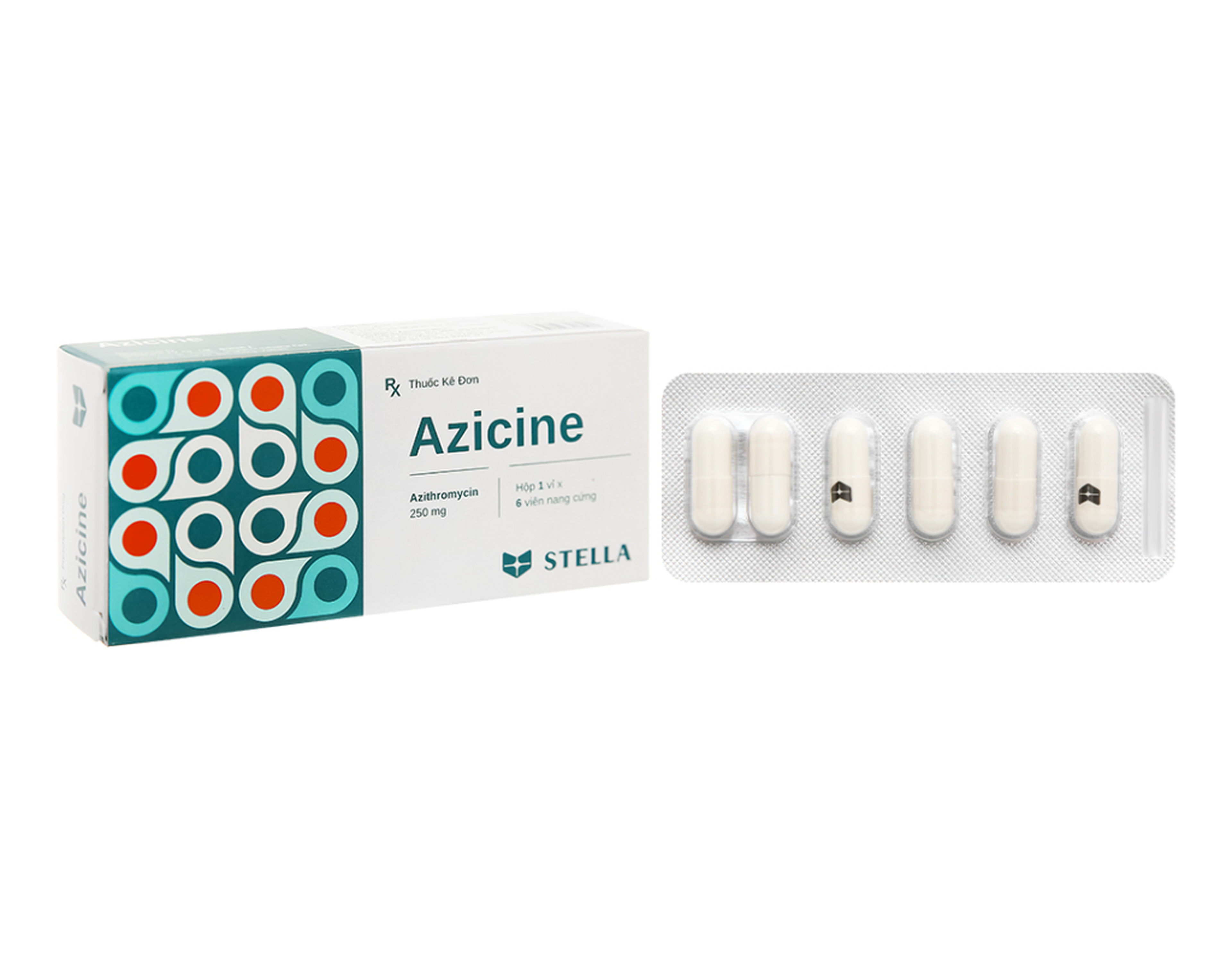 Thuốc Azicine 250mg điều trị nhiễm khuẩn cho những vi khuẩn nhạy cảm (Hộp 1 vỉ x 6 viên)
