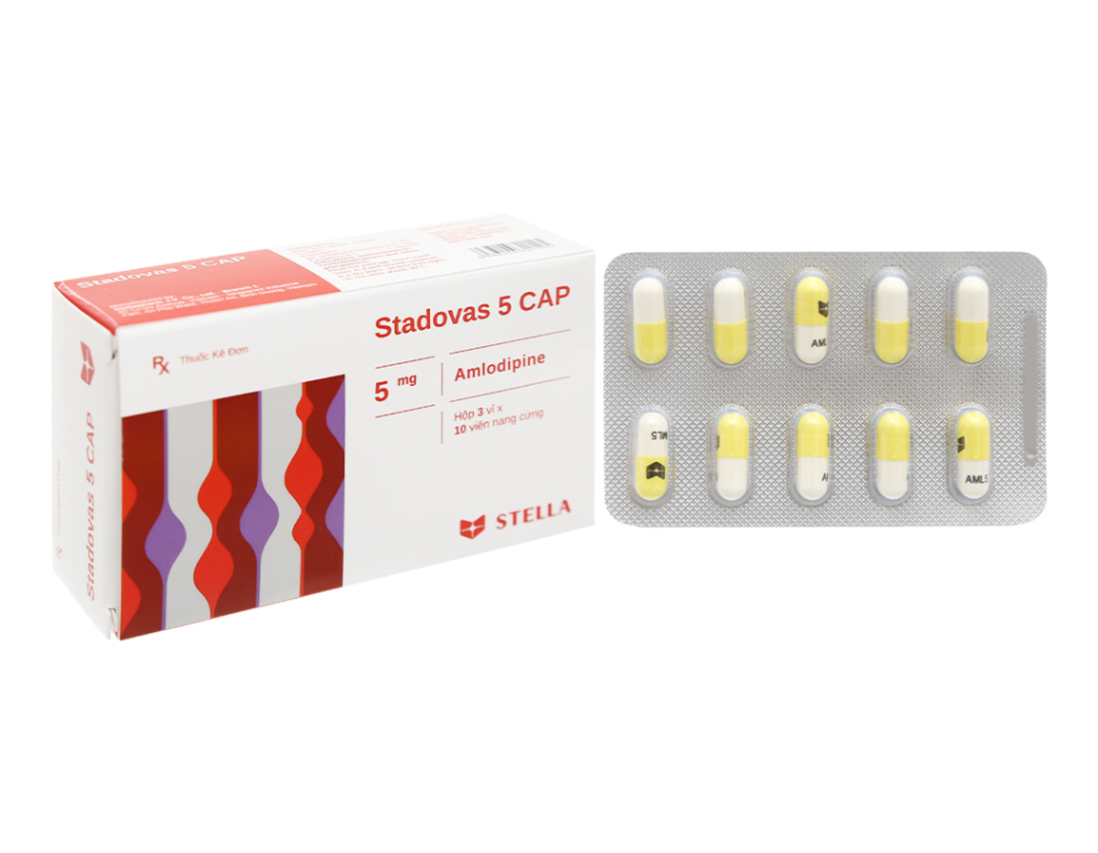 Thuốc Stadovas 5 điều trị tăng huyết áp, cơn đau thắt ngực (Hộp 3 vỉ x 10 viên)