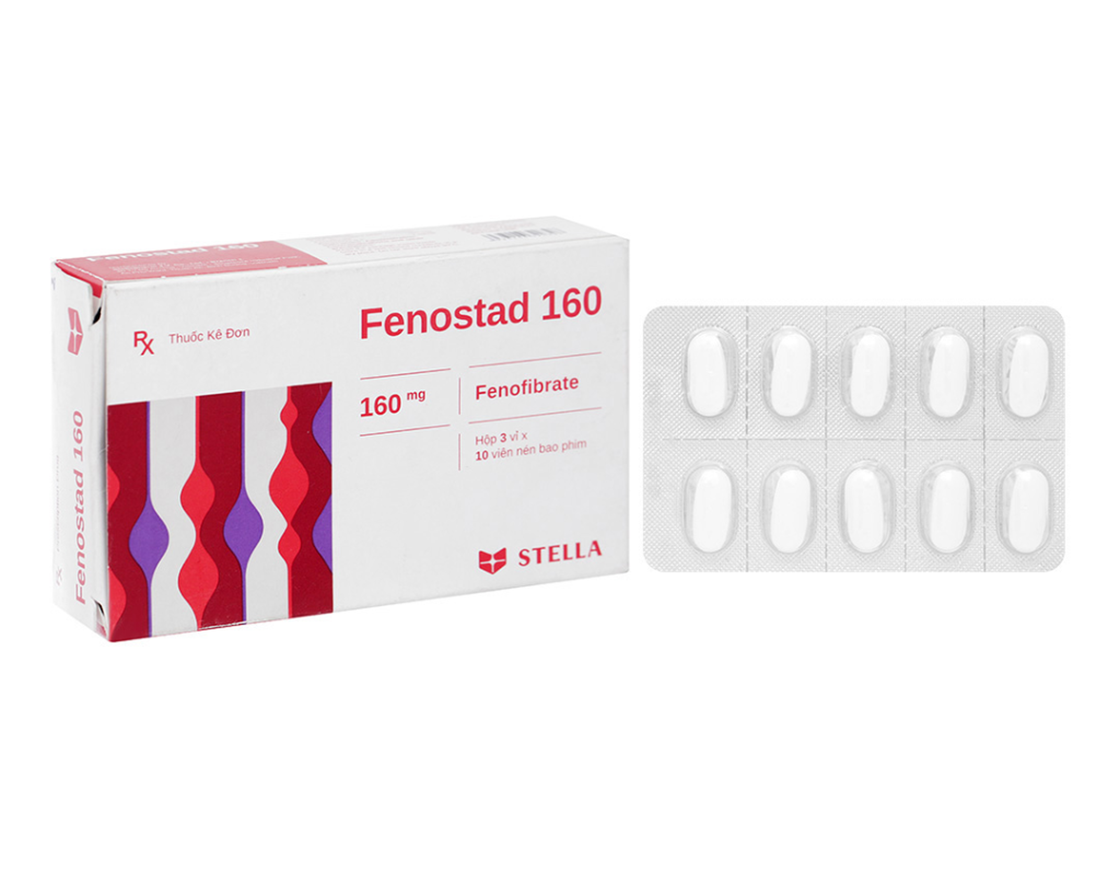 Thuốc Fenostad 160 Tab H3x10 điều trị tăng triglycerid trong rối loạn lipid máu (Hộp 3 vỉ x 10 viên)