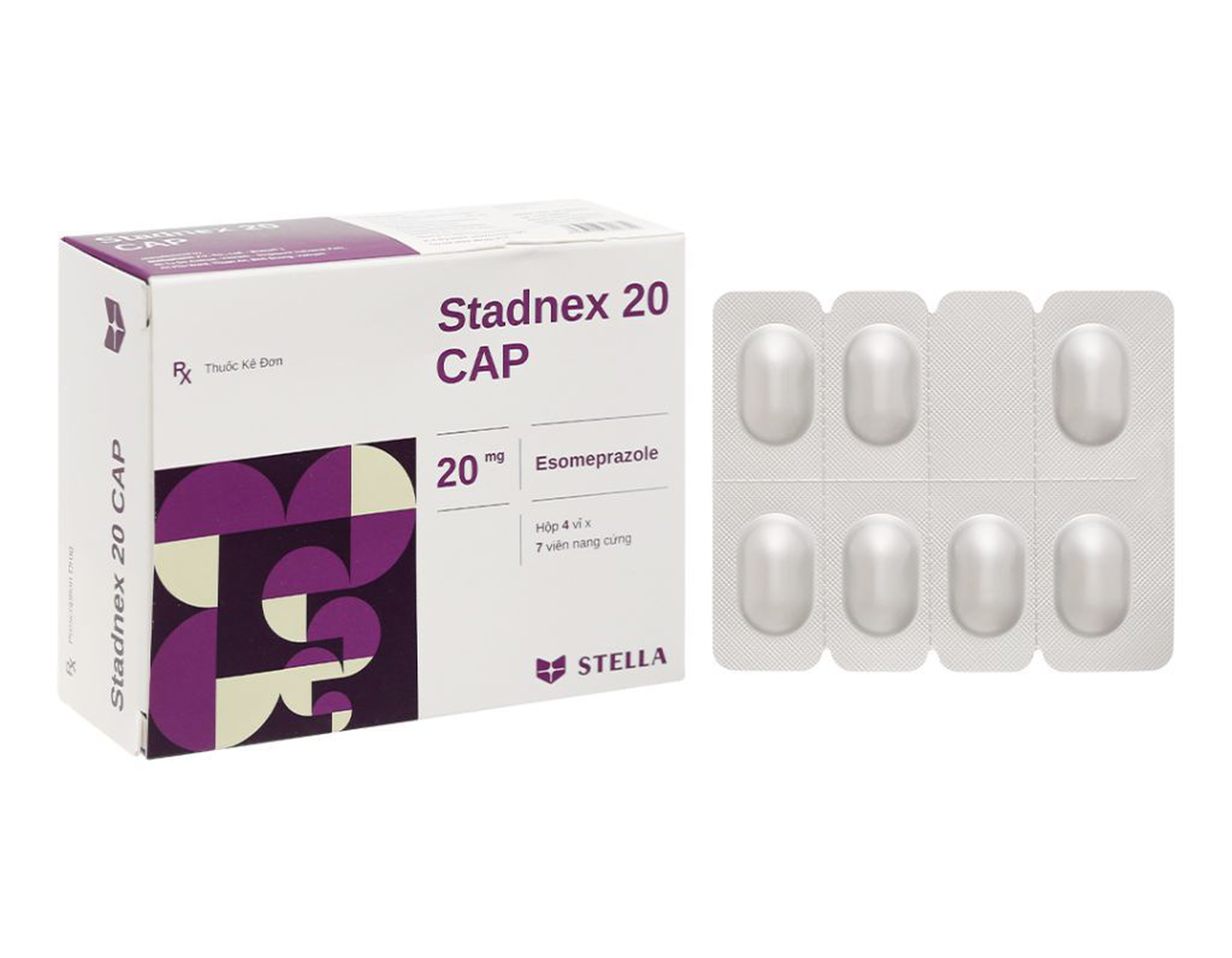 Thuốc Stadnex 20 điều trị loét và trào ngược dạ dày - thực quản (Hộp 4 vỉ x 7 viên)