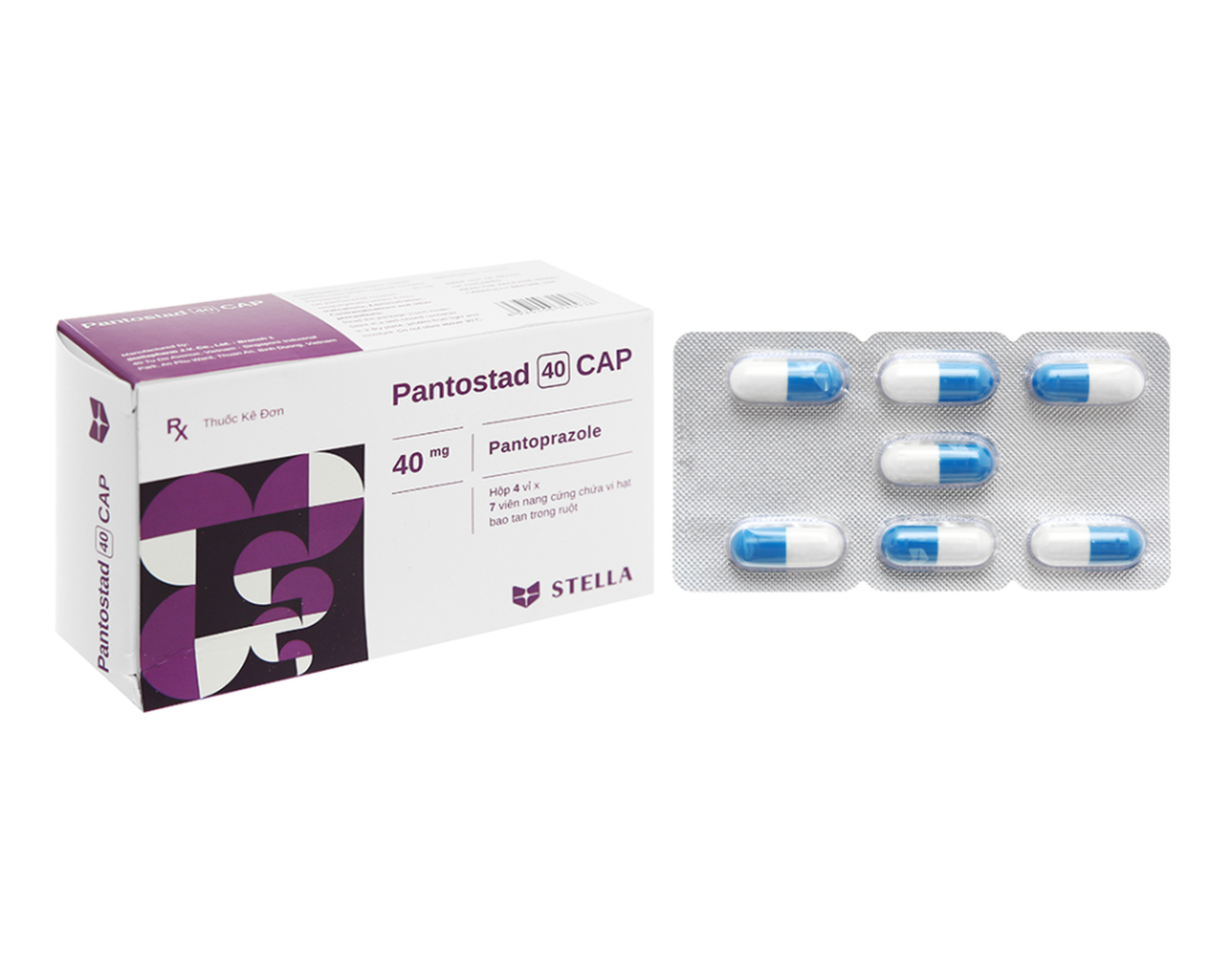 Thuốc Pantostad 40mg điều trị loét, trào ngược dạ dày - thực quản (Hộp 4 vỉ x 7 viên)
