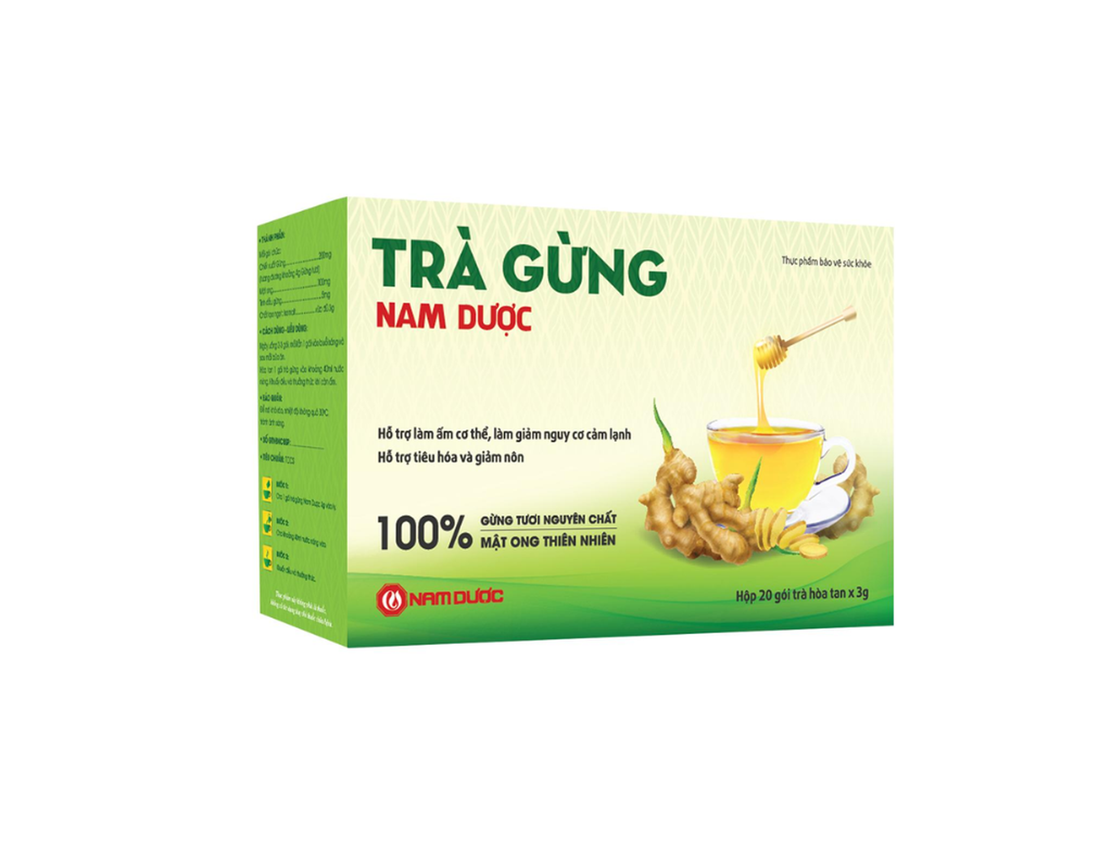 Trà Gừng Nam Dược giữ ấm, giảm cảm lạnh (Hộp 20 gói)