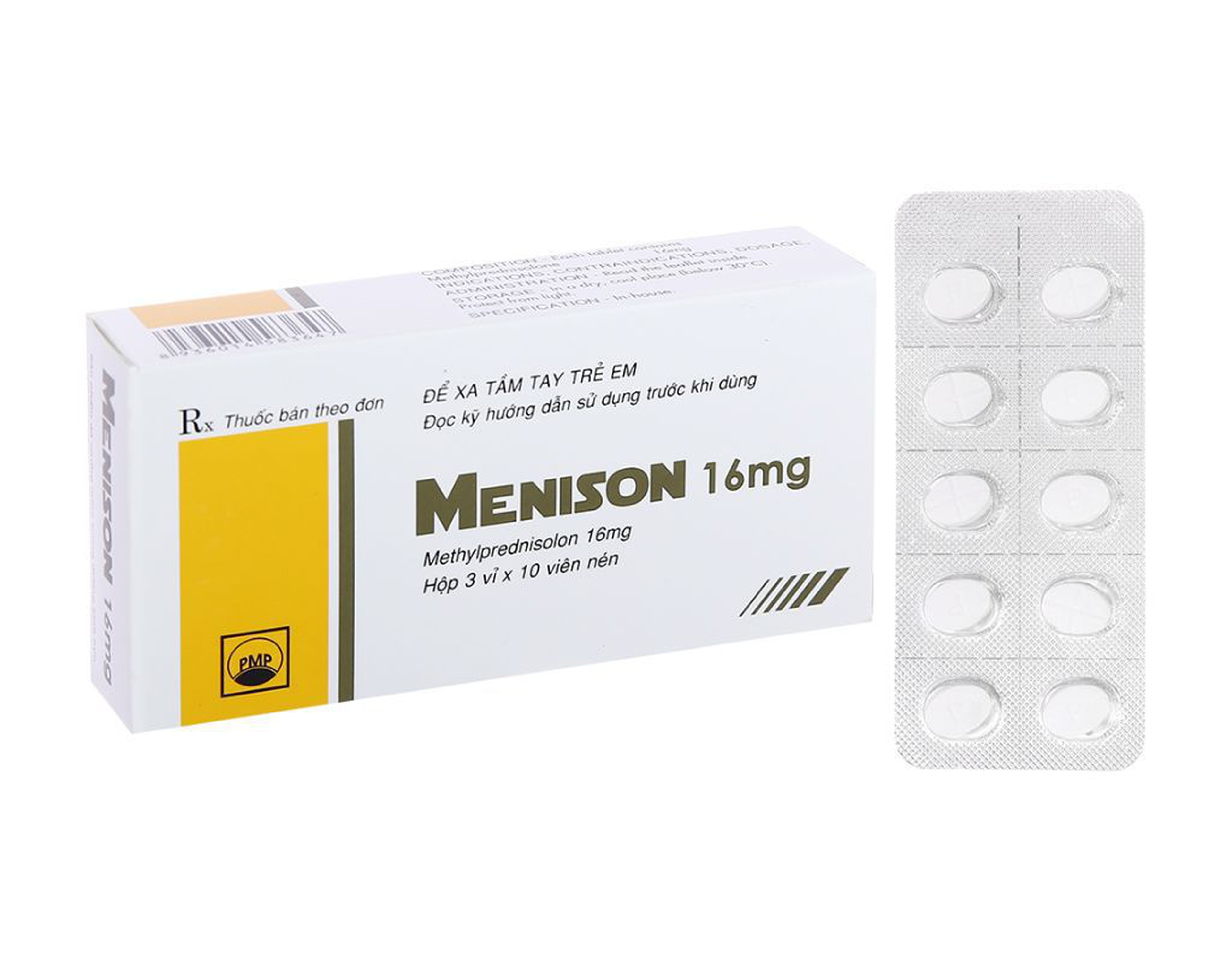 Thuốc Menison 16 mg trị các bệnh liên quan đến viêm khớp dạng thấp, dị ứng (3 vỉ x 10 viên)