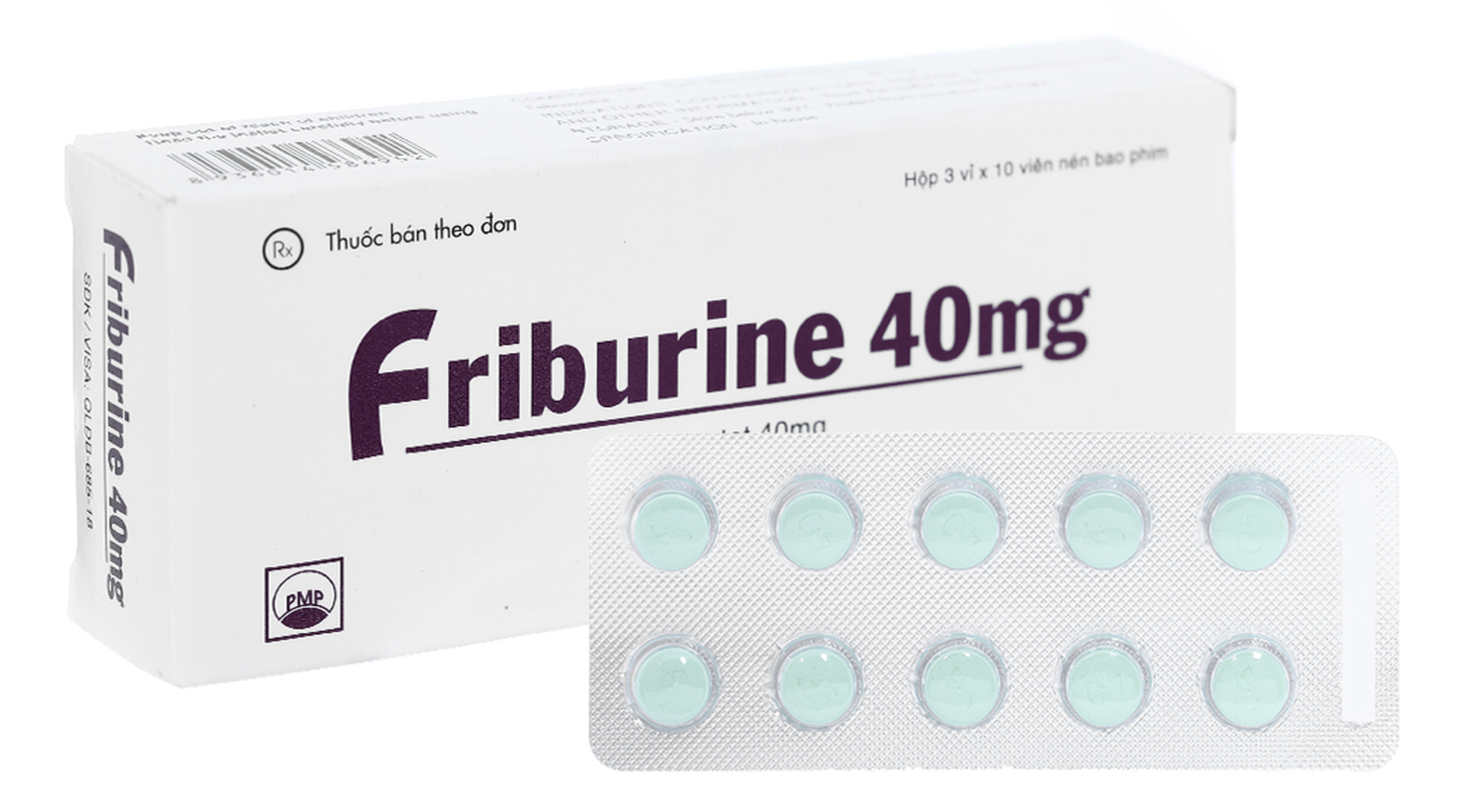 Thuốc Friburine 40mg trị tăng acid uric huyết trong bệnh gout mạn tính (Hộp 3 vỉ x 10 viên)