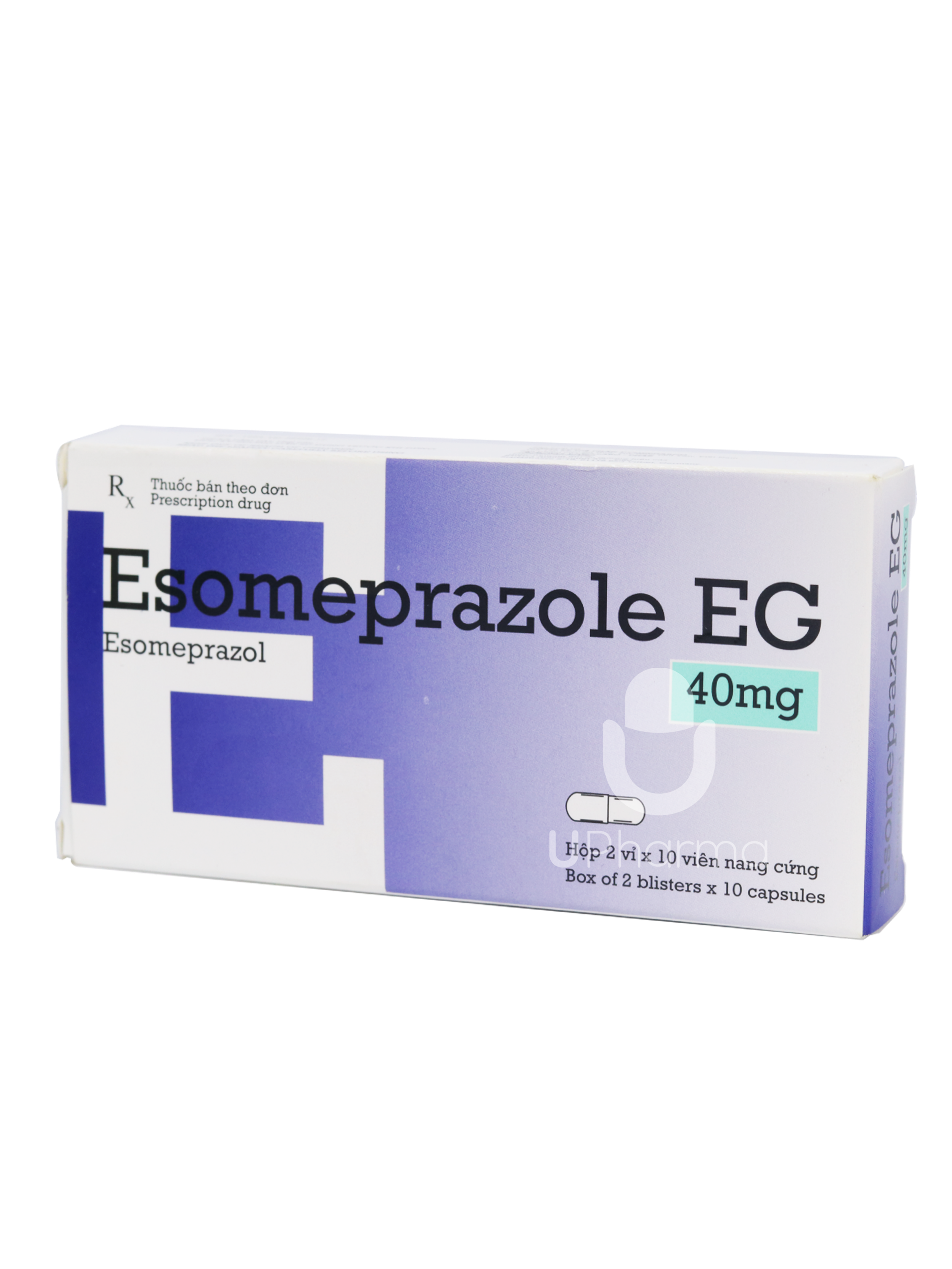 Thuốc Esomeprazole EG 40mg trị trào ngược dạ dày, thực quản (Hộp 2 vỉ x 10 viên)