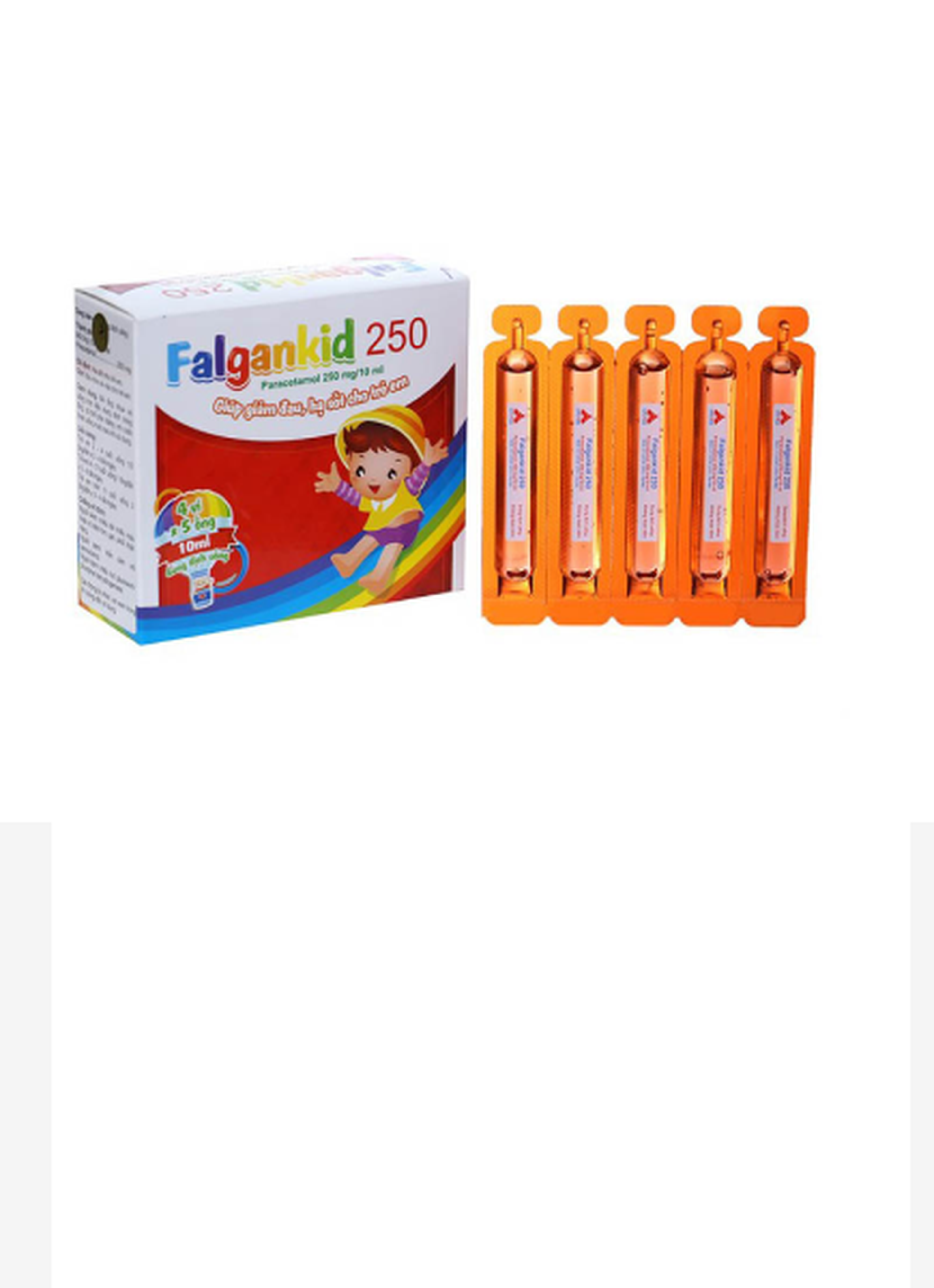 Thuốc Falgankid 250mg giảm đau, hạ sốt (Hộp 20 ống x 10ml)