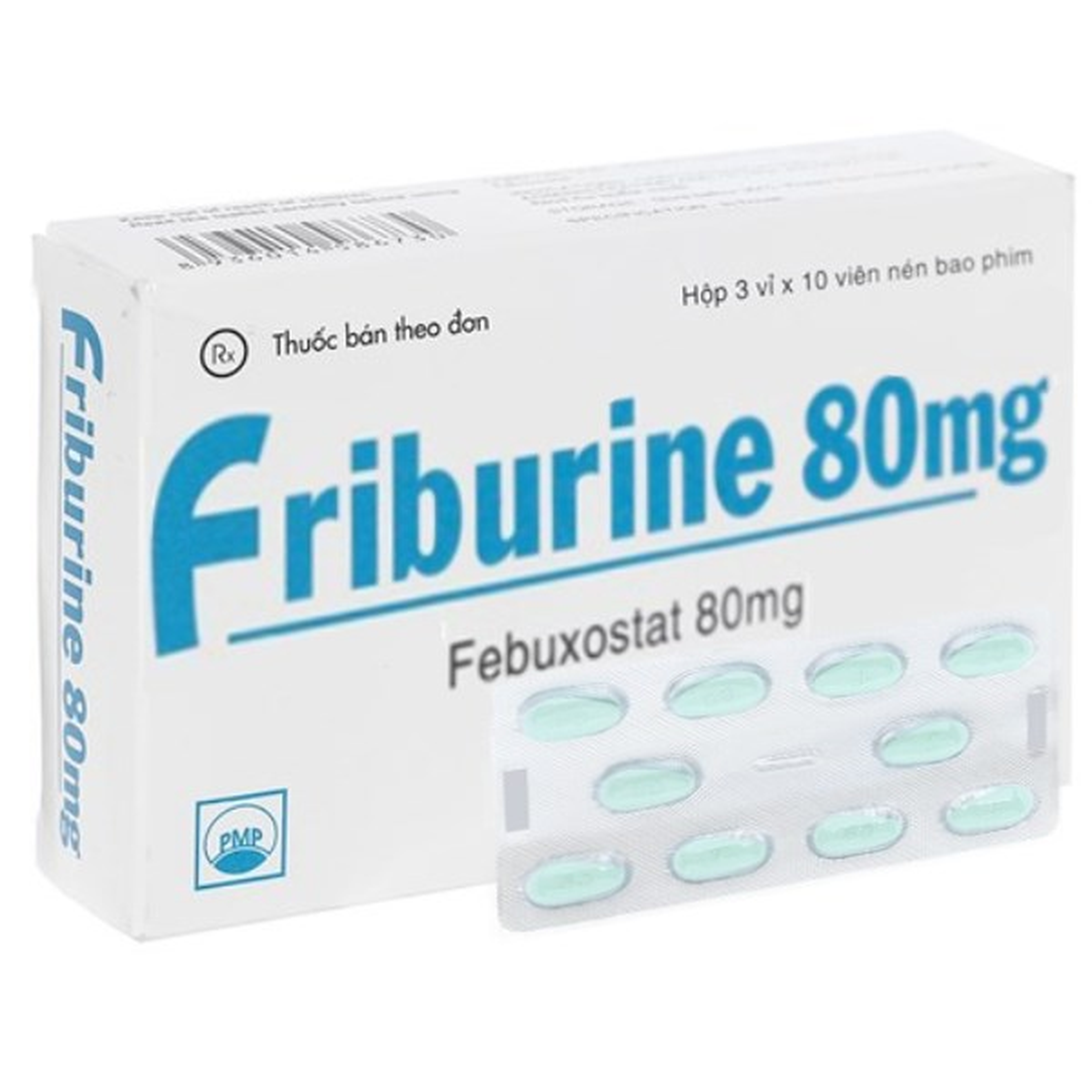 Thuốc Friburine 80mg trị tăng acid uric huyết ở bệnh nhân bị gout mạn tính (3 vỉ x 10 viên)
