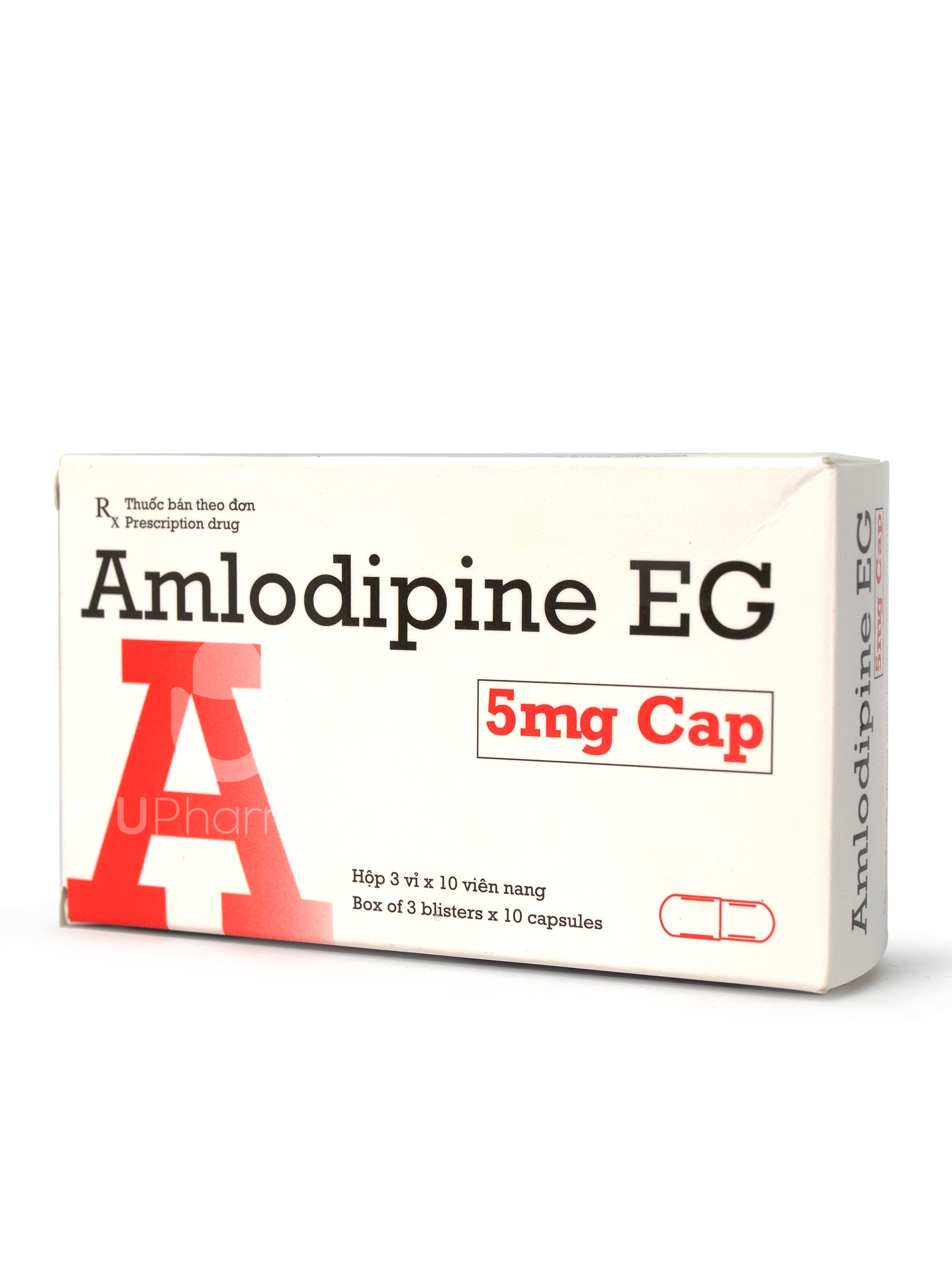 Thuốc Amlodipine EG 5mg điều trị tăng huyết áp, đau thắt ngực (Hộp 3 vỉ x 10 viên)