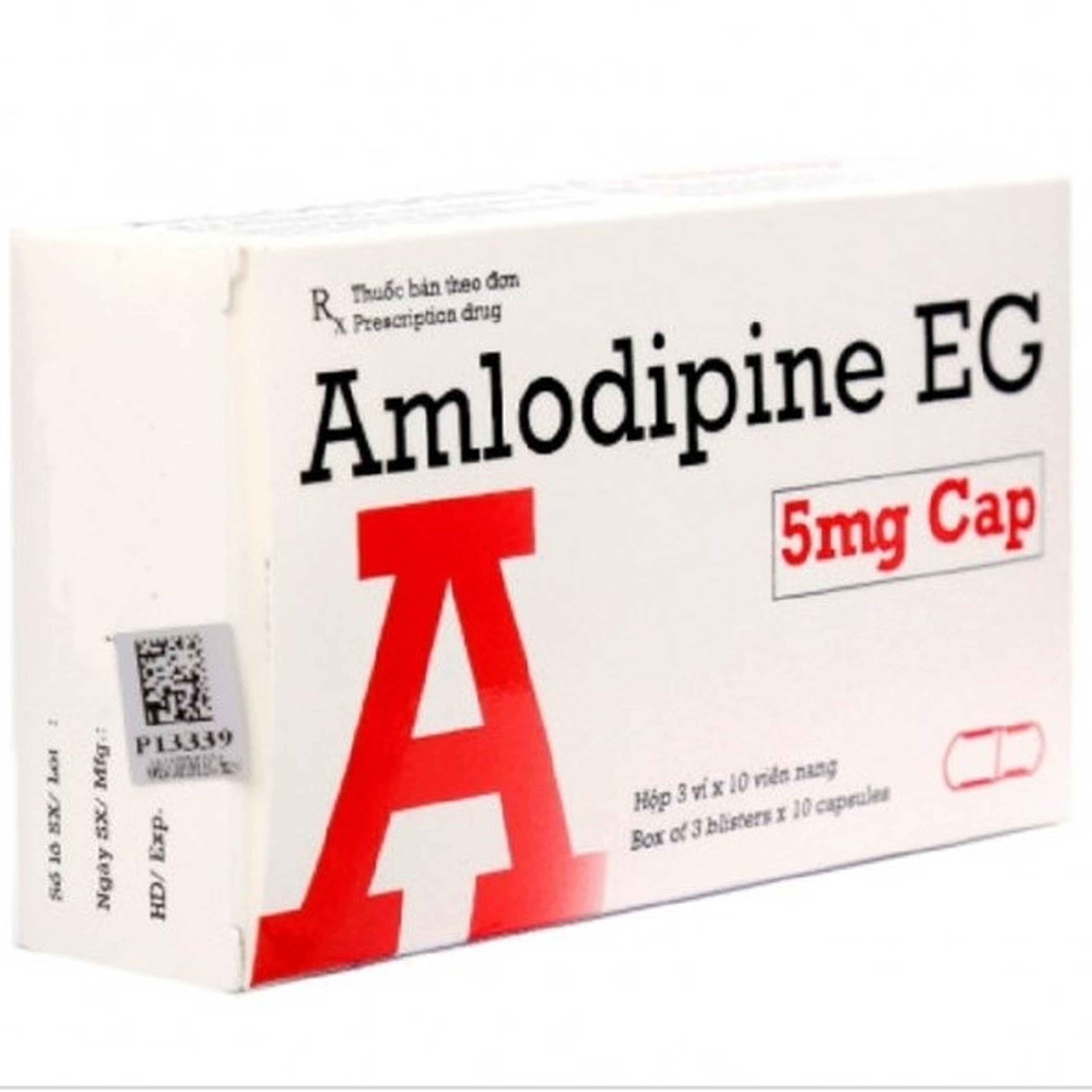 Thuốc Amlodipine EG 5mg điều trị tăng huyết áp, đau thắt ngực (Hộp 3 vỉ x 10 viên)