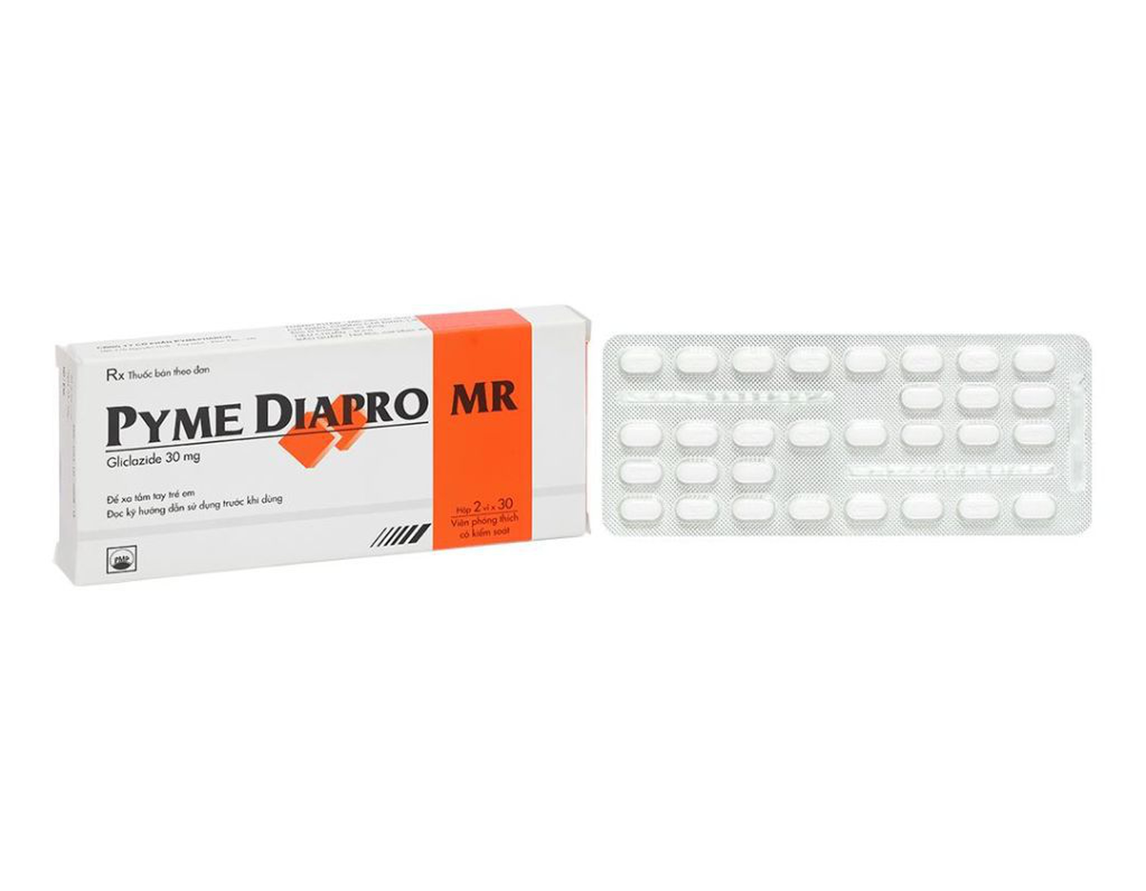 Thuốc Pyme Diapro MR 30mg điều trị đái tháo đường type II không phụ thuộc insulin (Hộp 2 vỉ x 30 viên)