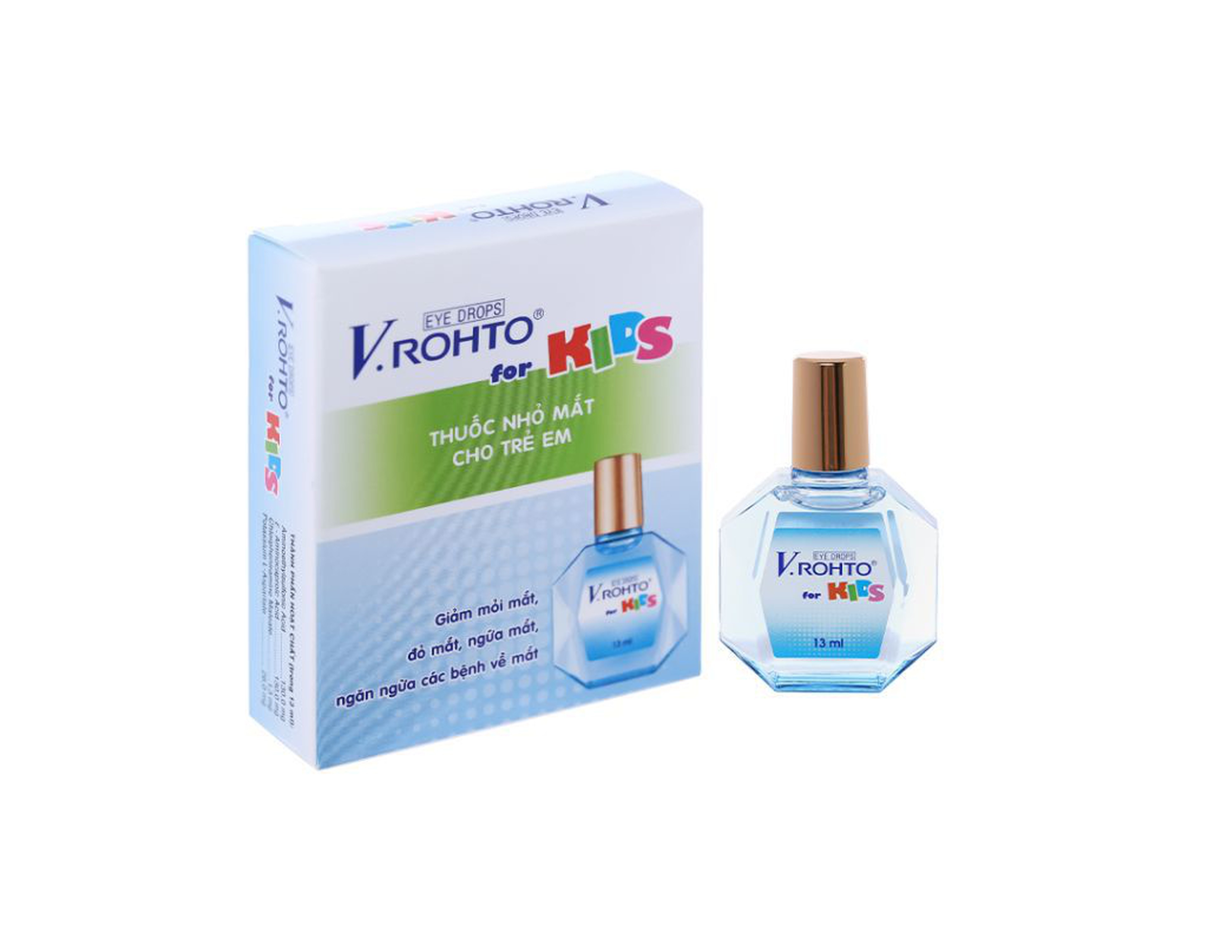 Thuốc nhỏ mắt V.Rohto for Kids giảm mỏi mắt, mờ mắt, ngừa các bệnh về mắt (Hộp 1 lọ 13ml)