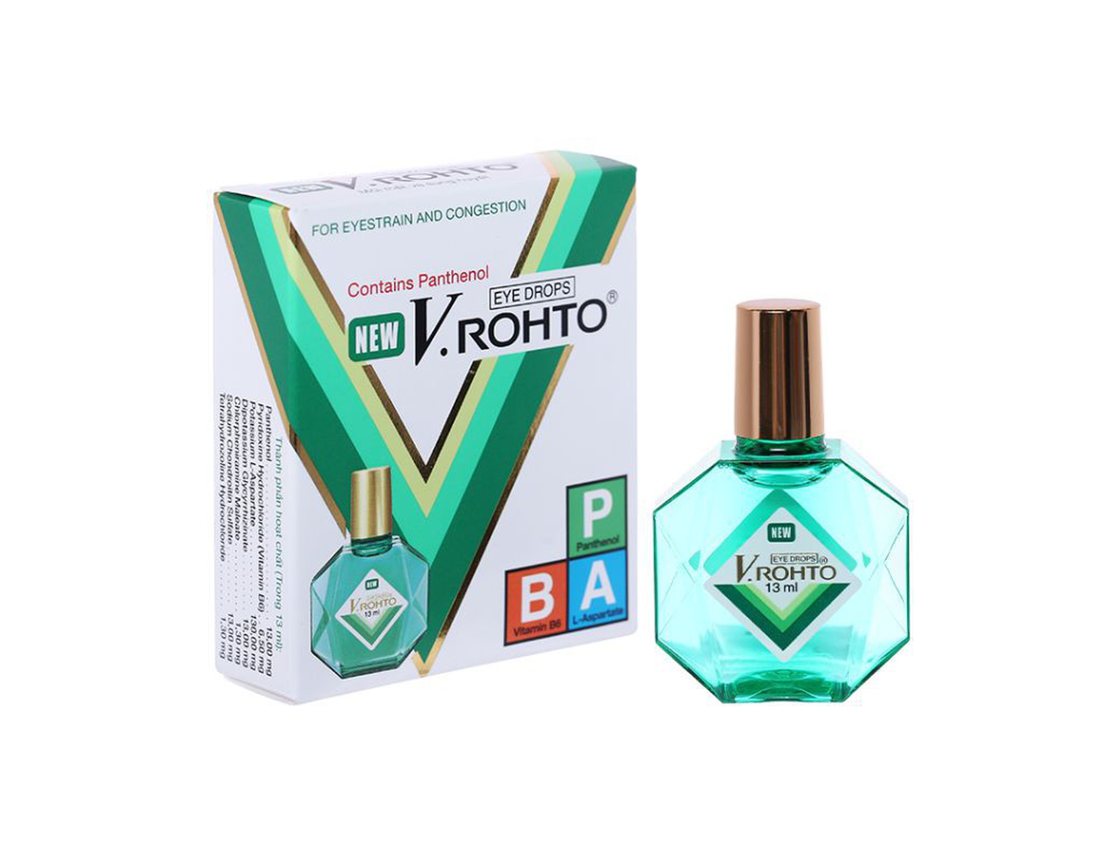Thuốc nhỏ mắt New V.Rohto điều trị mỏi mắt, sung huyết mắt, phòng các bệnh về mắt (Hộp 1 lọ 13ml)
