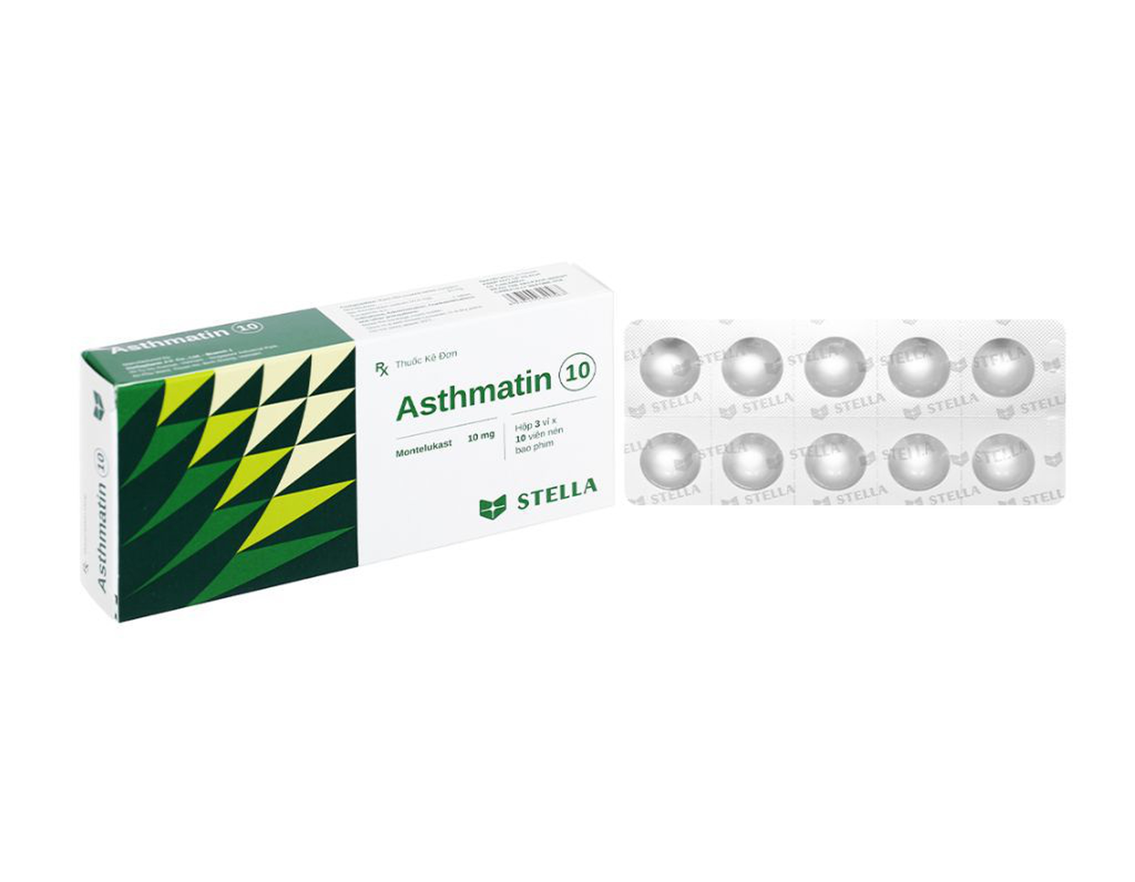 Thuốc Asthmatin 10mg phòng ngừa và điều trị bệnh hen suyễn, giảm triệu chứng viêm mũi dị ứng (Hộp 3 vỉ x 10 viên)
