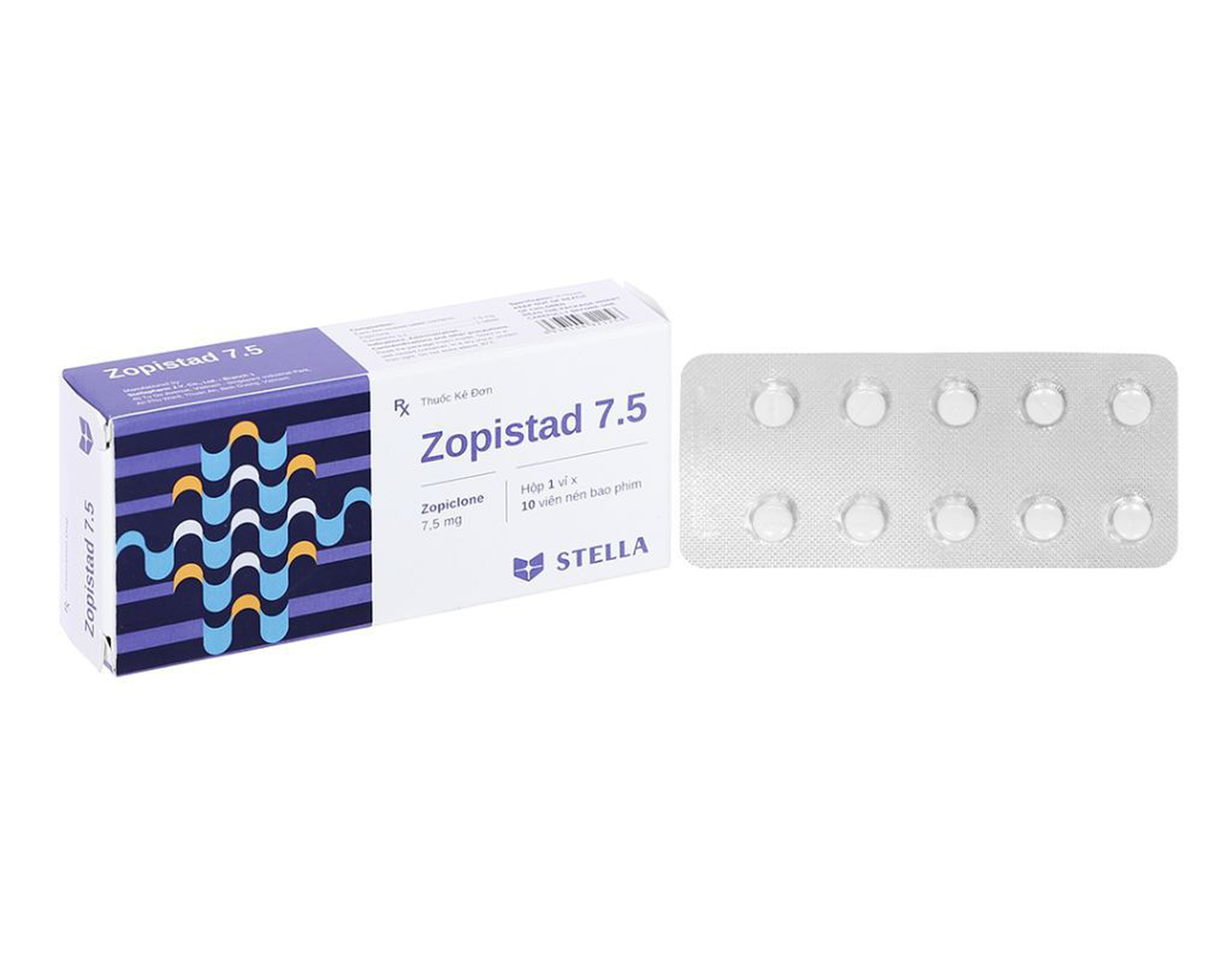 Thuốc Zopistad 7.5mg điều trị ngắn hạn chứng mất ngủ (Hộp 1 vỉ x 10 viên)