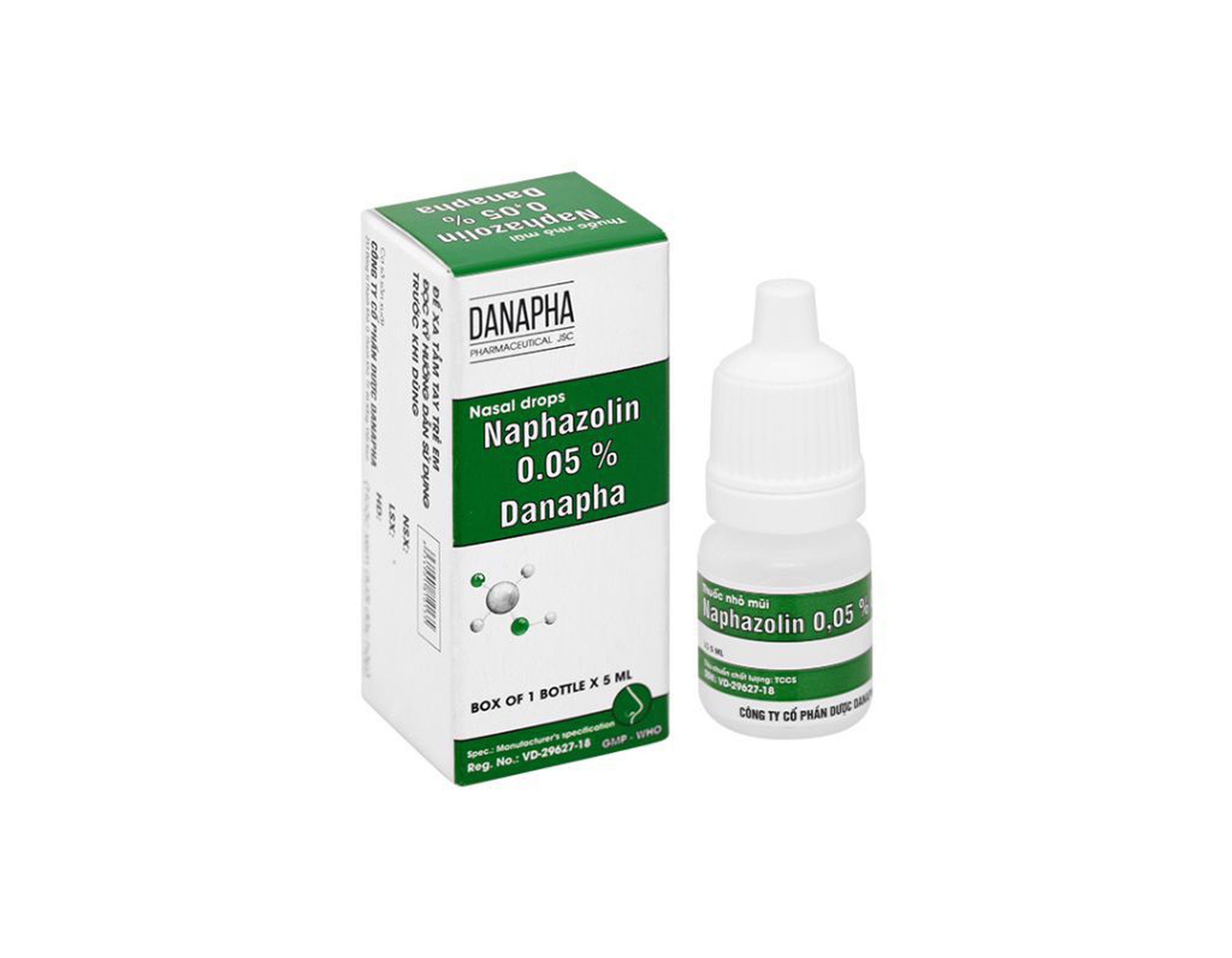 Thuốc nhỏ mũi Napazolin 0.05% Danapha giảm nghẹt mũi và xung huyết mũi (Lọ 10ml)