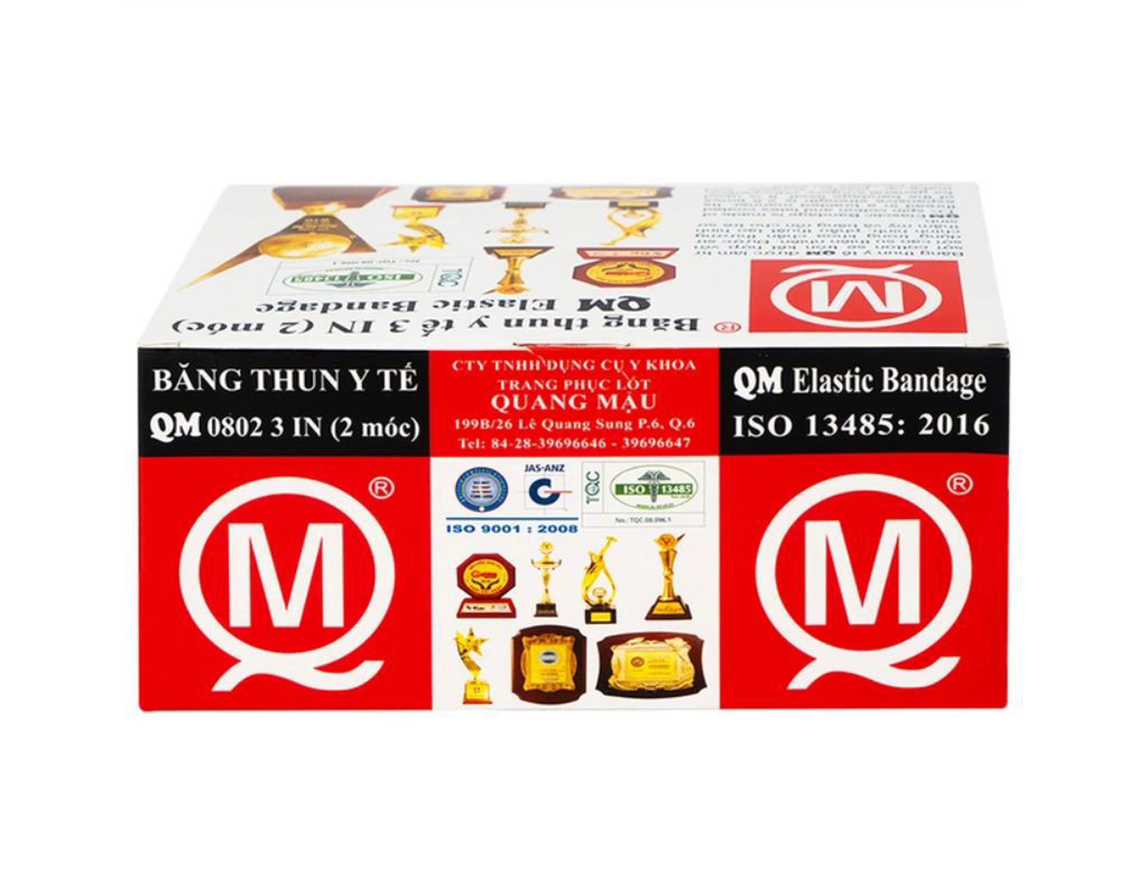 Băng thun 2 móc QM cầm máu, cố định khớp (Hộp 12 cuộn)