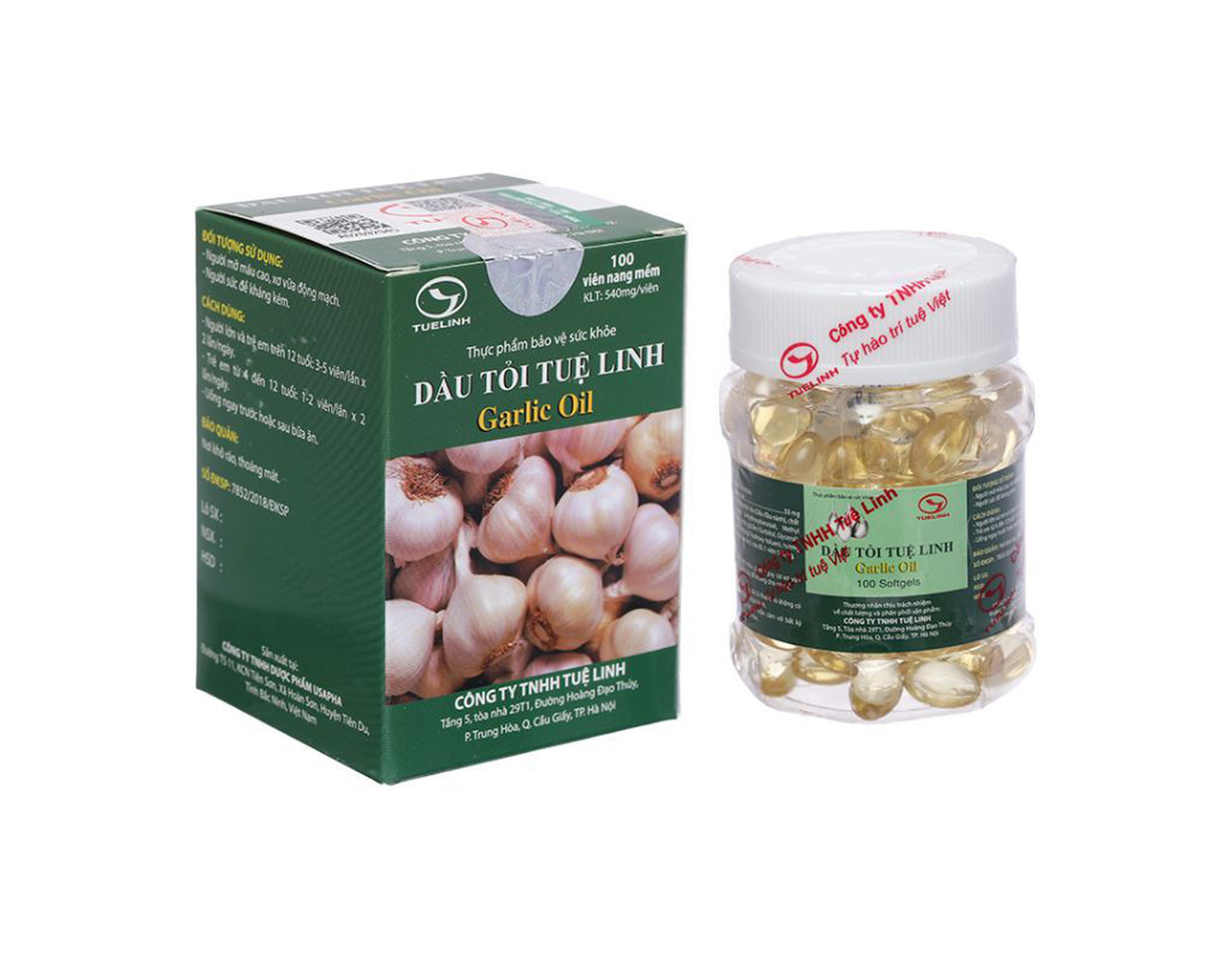 Viên uống Dầu Tỏi Tuệ Linh Garlic Oil giúp giảm mỡ máu, giảm nguy cơ xơ vữa động mạch vành (100 viên)