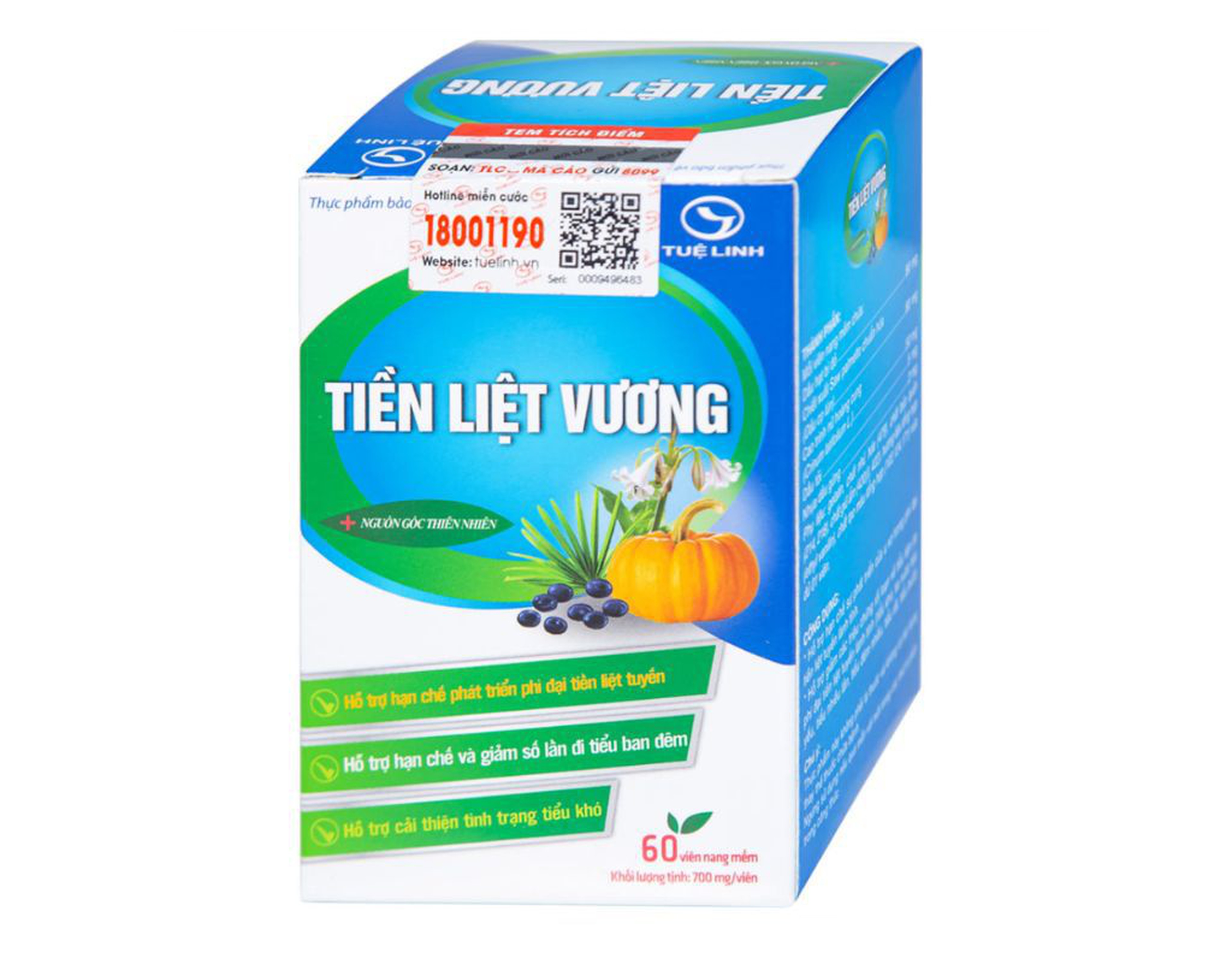 Viên uống Tiền Liệt Vương Tuệ Linh hỗ trợ hạn chế phát triển phì đại tiền liệt tuyến (Hộp 60 viên)