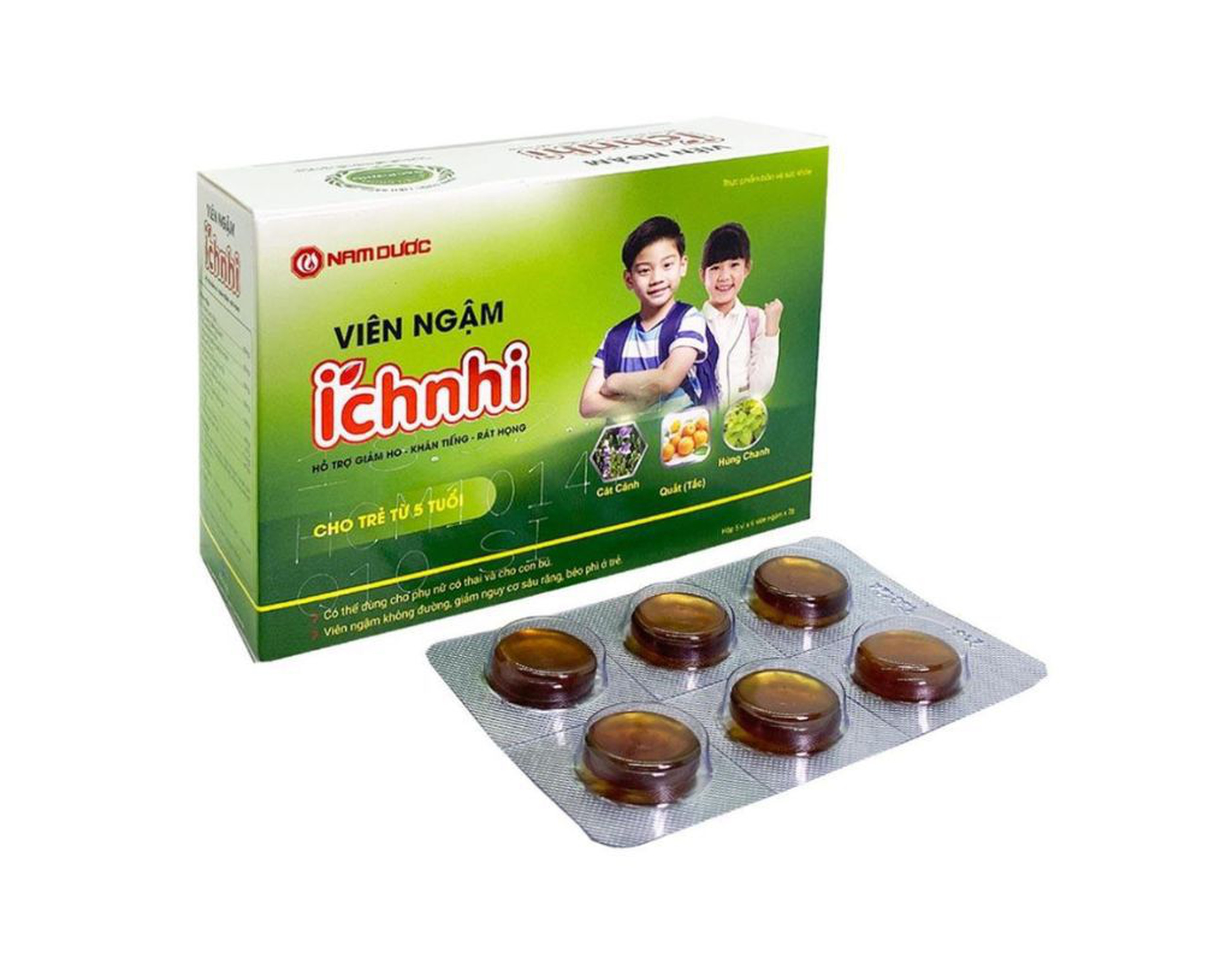 Viên ngậm Ích Nhi hỗ trợ giảm các triệu chứng ho ở trẻ (Hộp 30 viên)