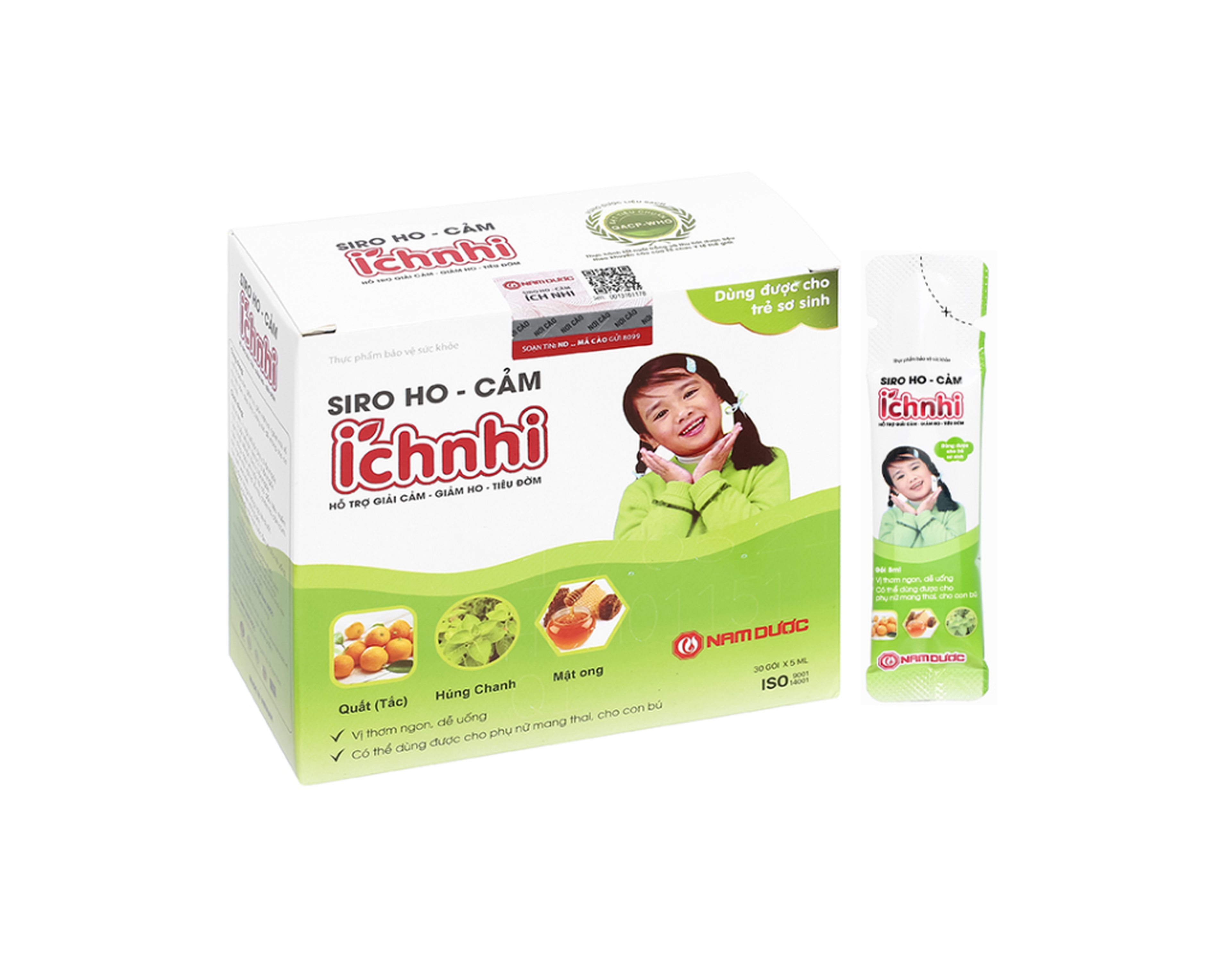 Siro Ho Cảm Ích Nhi dạng gói hỗ trợ giải cảm, giảm ho, tiêu đờm (Hộp 30 gói x 5ml)