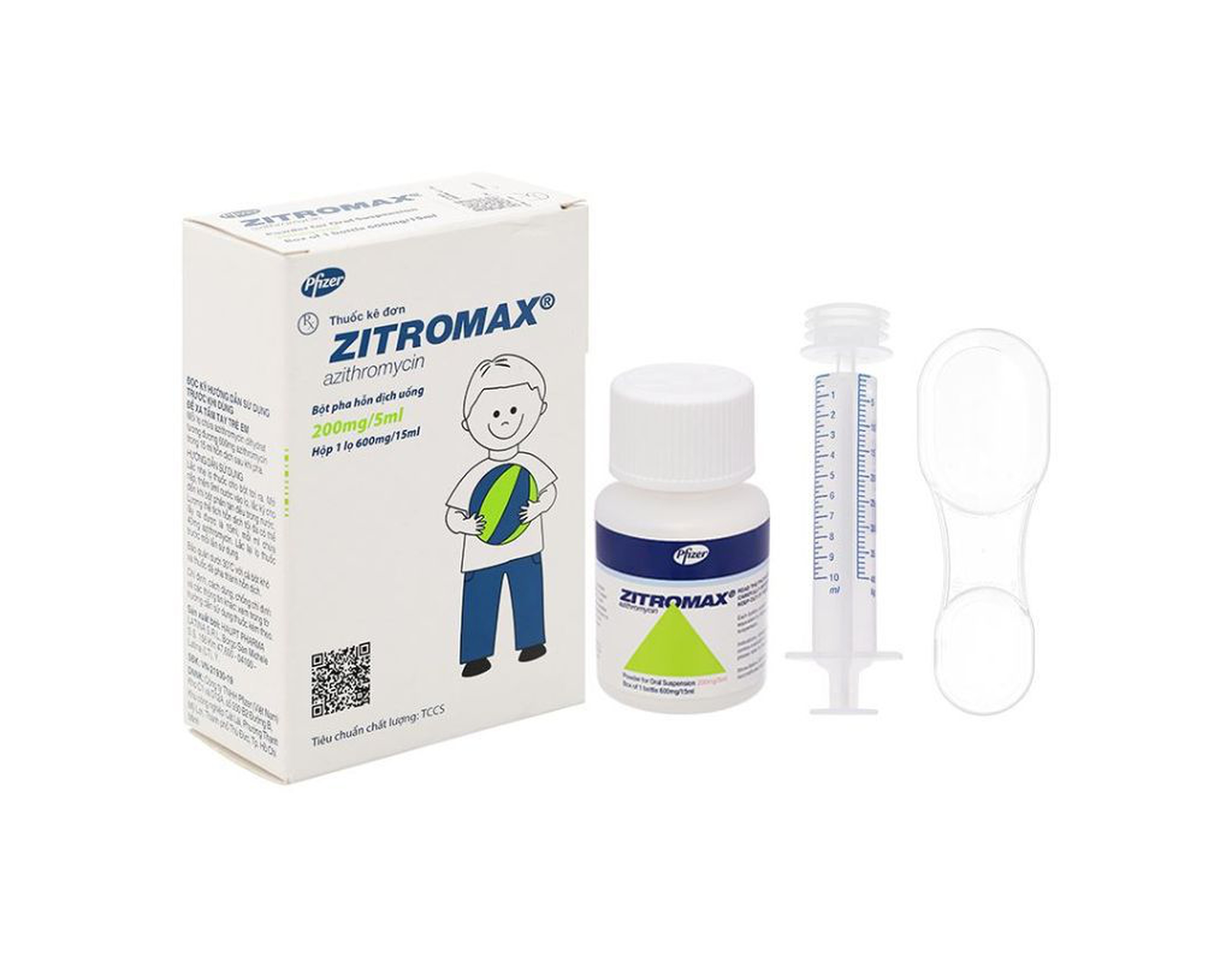 Bột pha hỗn dịch uống Zitromax 200mg/5ml trị nhiễm khuẩn (lọ 15ml)
