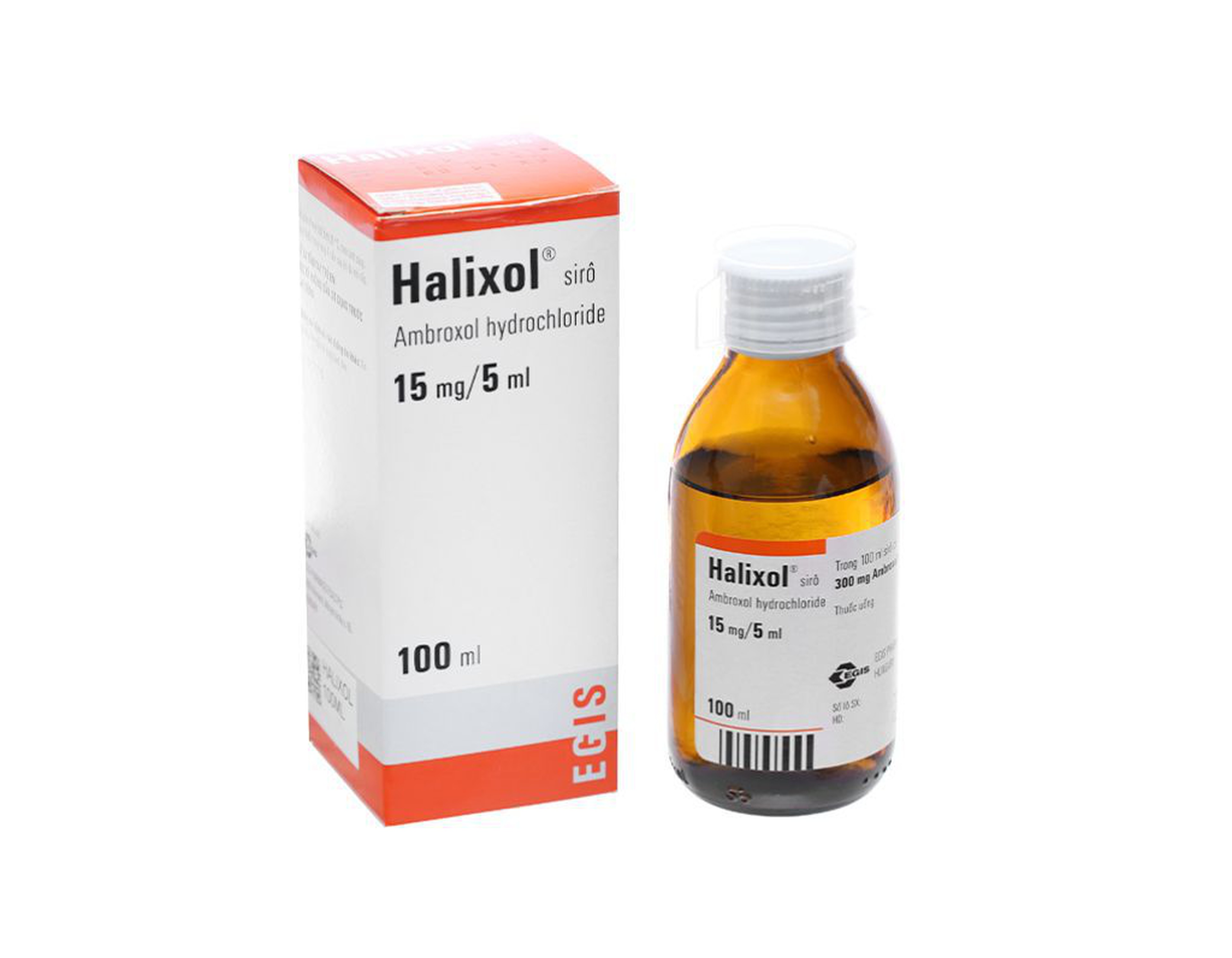 Siro Halixol 15mg/5ml trị bệnh đường hô hấp, tan đàm trong viêm mũi họng (Chai 100ml)