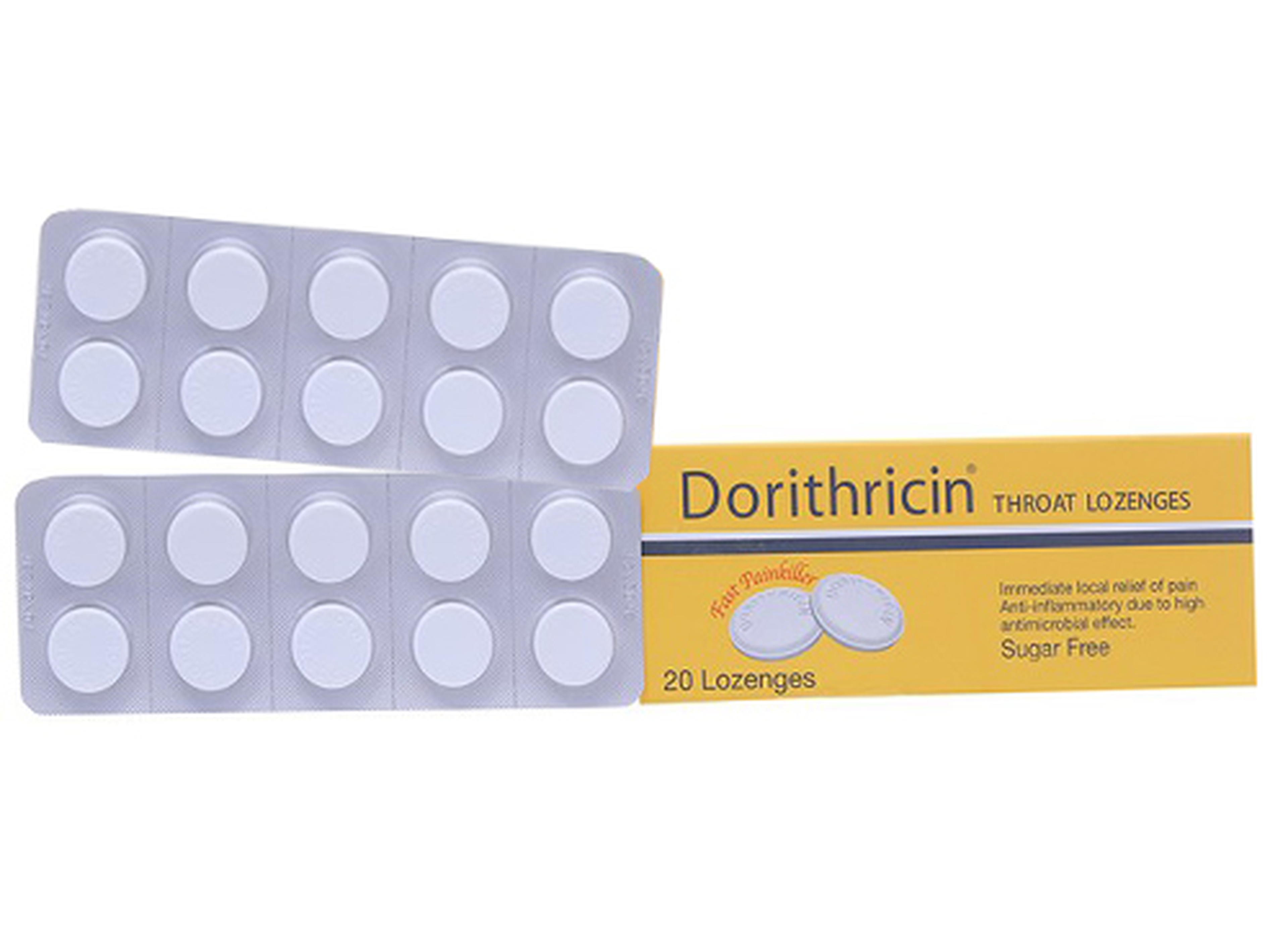 Viên ngậm Dorithricin trị viêm họng, đau họng (hộp 2 vỉ * 10 viên)