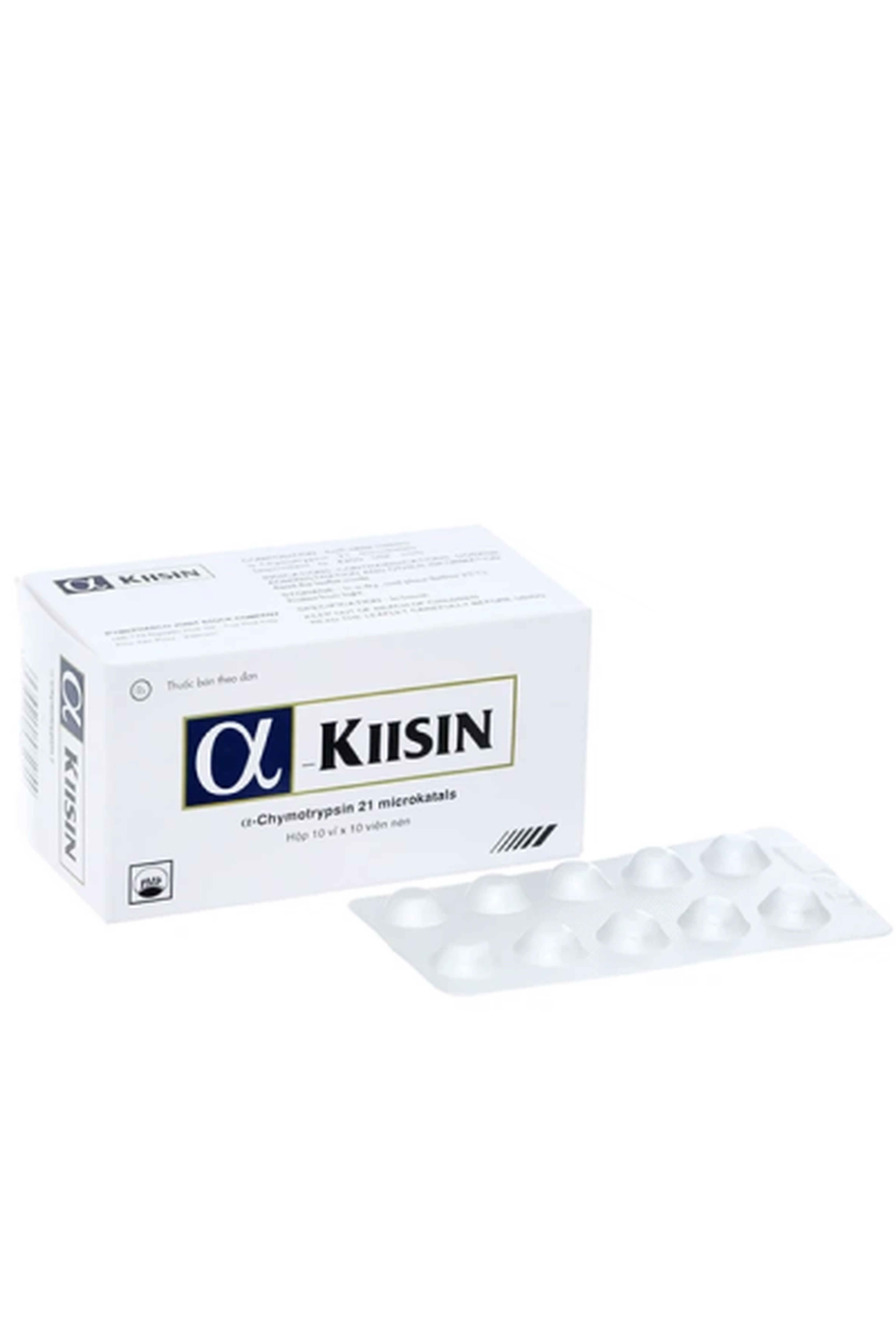 Thuốc a-Kiisin 21microkatals kháng viêm, chống phù nề sau chấn thương hoặc sau mổ (Hộp 10 vỉ x 10 viên)