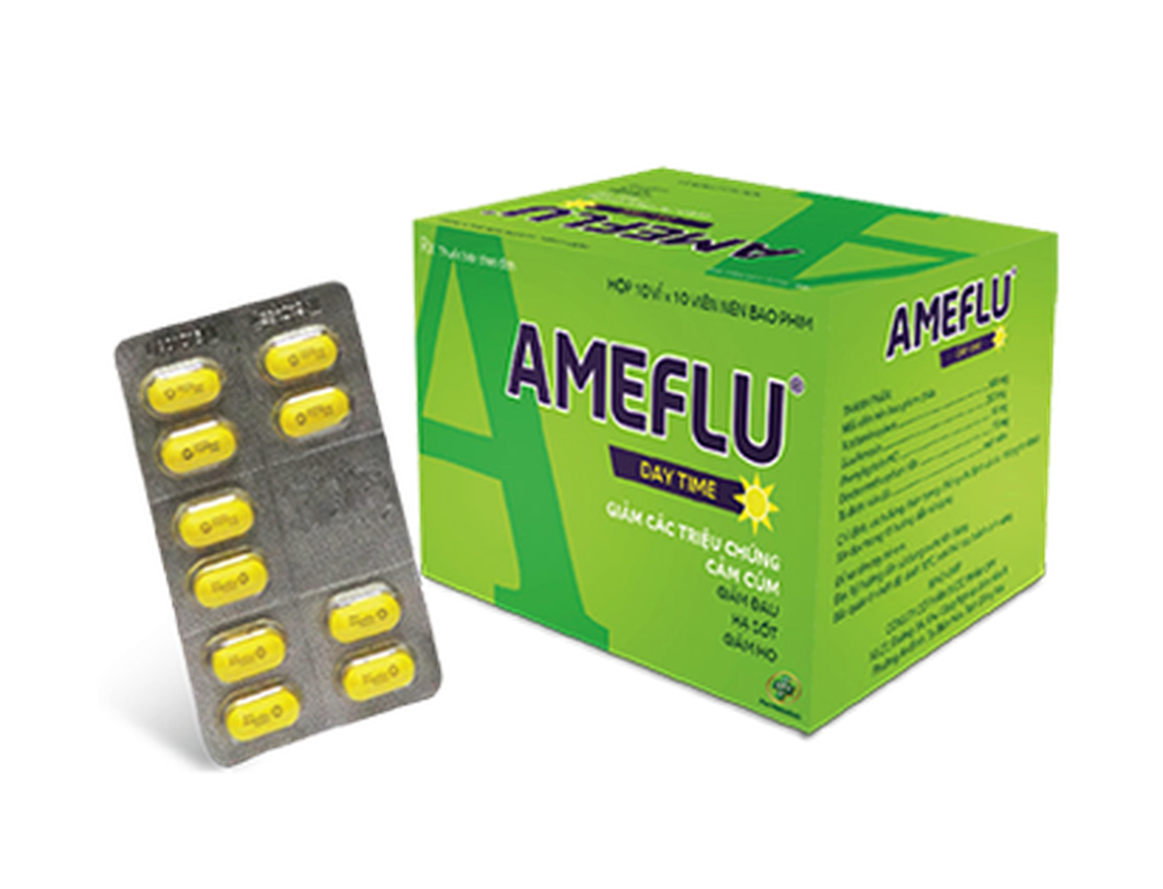 Thuốc Ameflu day time giảm các triệu chứng cảm cúm, cảm lạnh (hộp 10 vỉ * 10 viên)